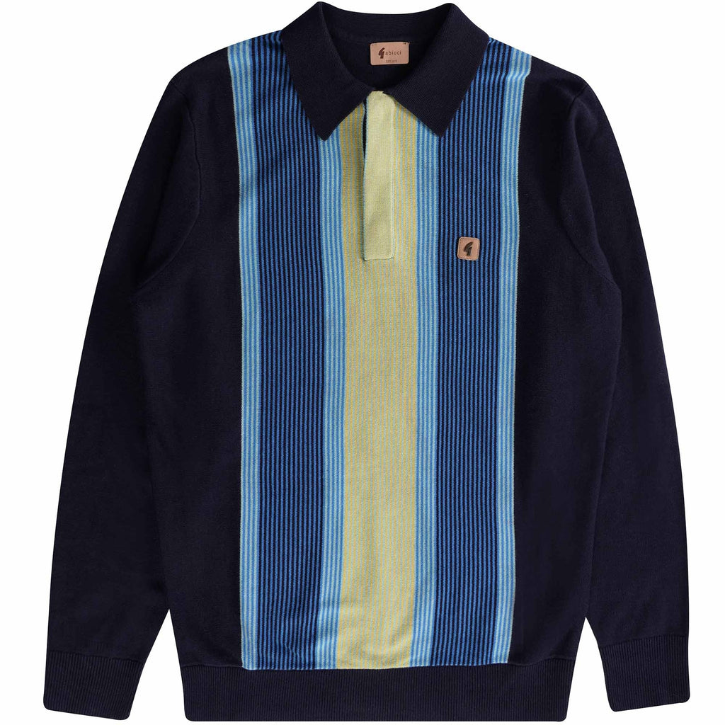 Gabicci Vintage Fiennes Long Sleeve Polo Top - Navy