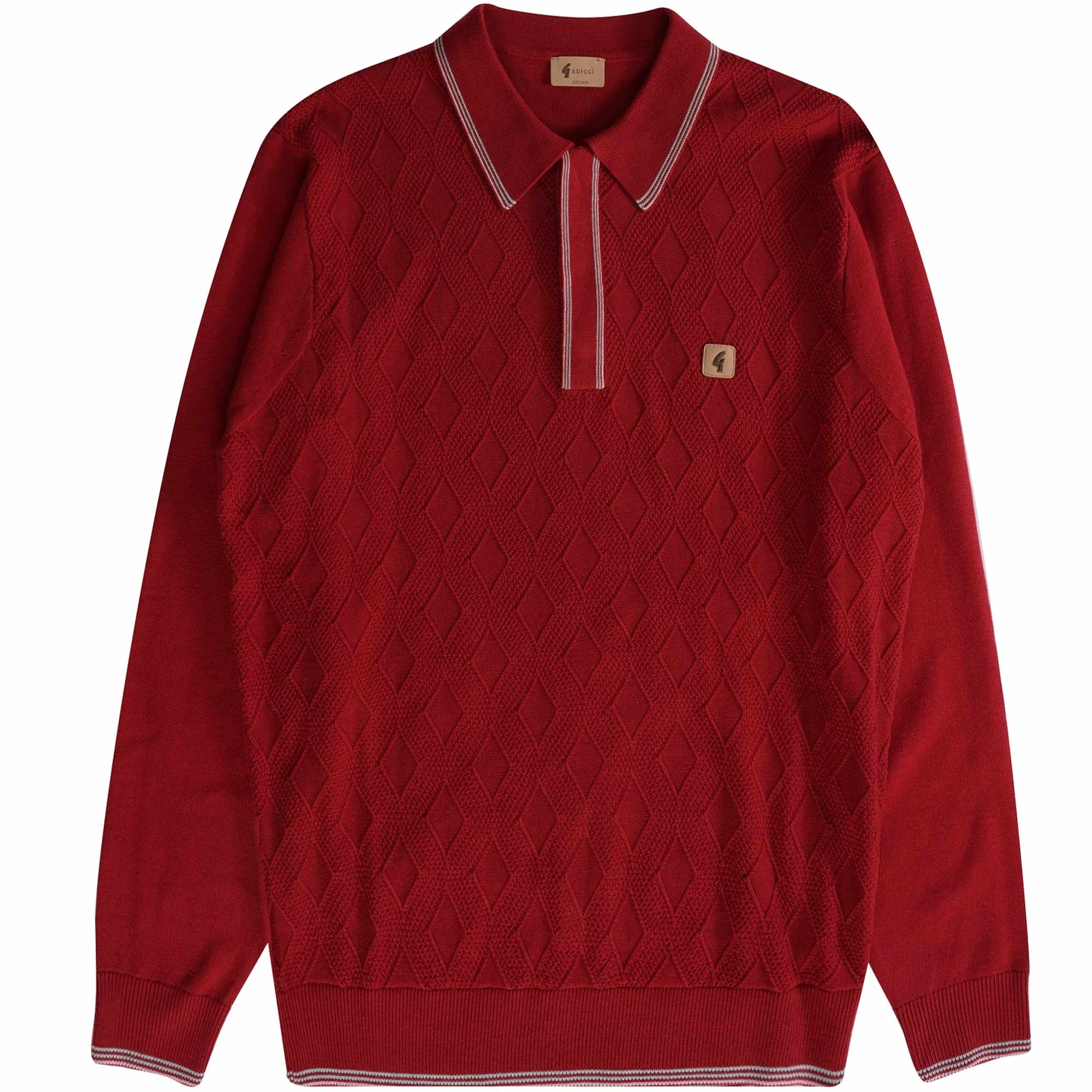 Gabicci Vintage Cannavale Long Sleeve Polo Shirt - Rosso