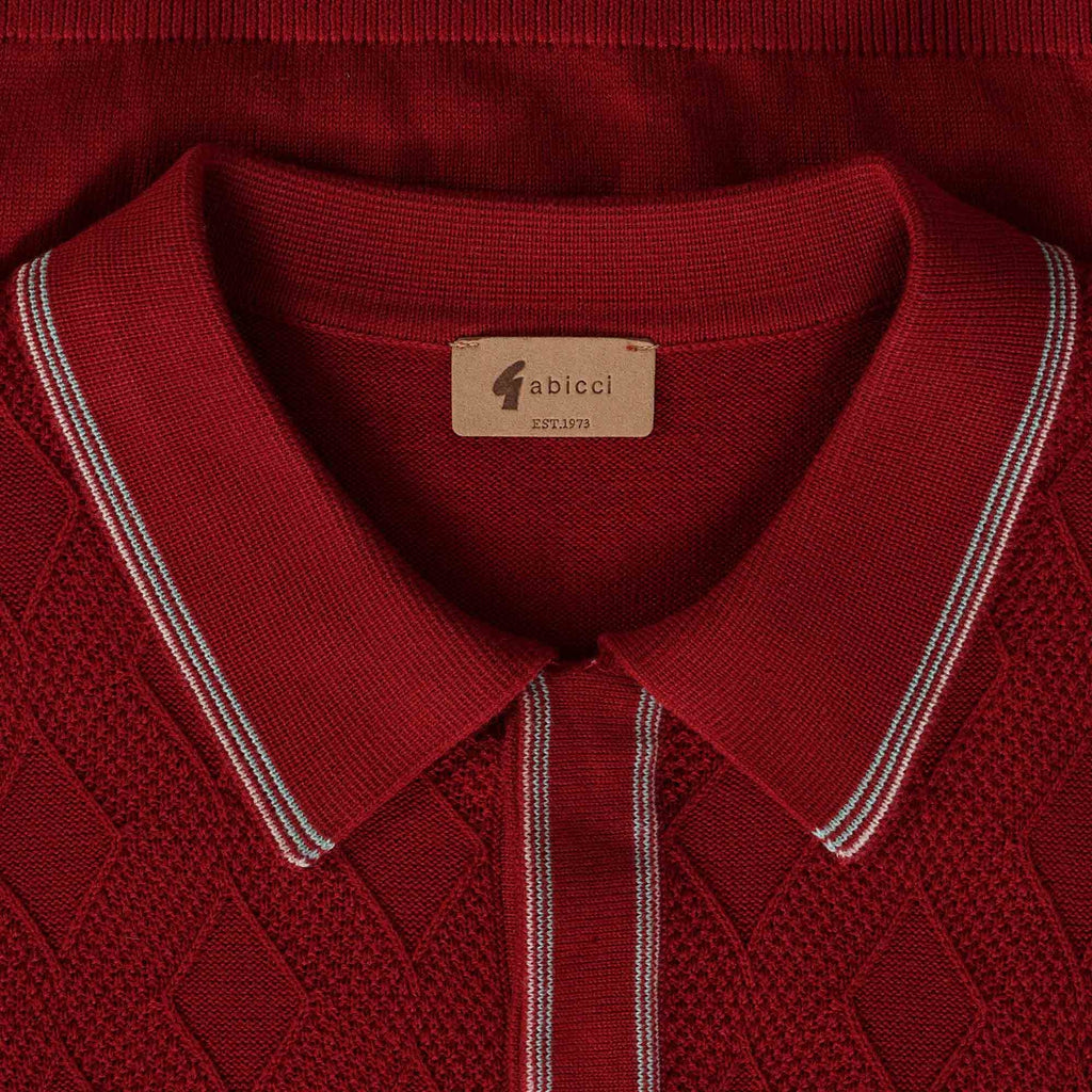 Gabicci Vintage Cannavale Long Sleeve Polo Shirt - Rosso