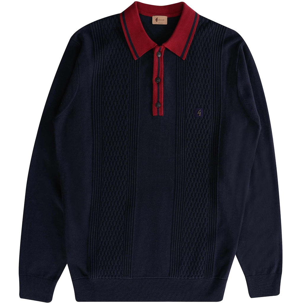 Gabicci Vintage Bethal Knit Polo Top - Navy
