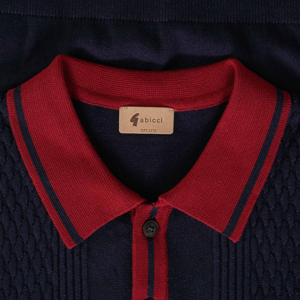 Gabicci Vintage Bethal Knit Polo Top - Navy