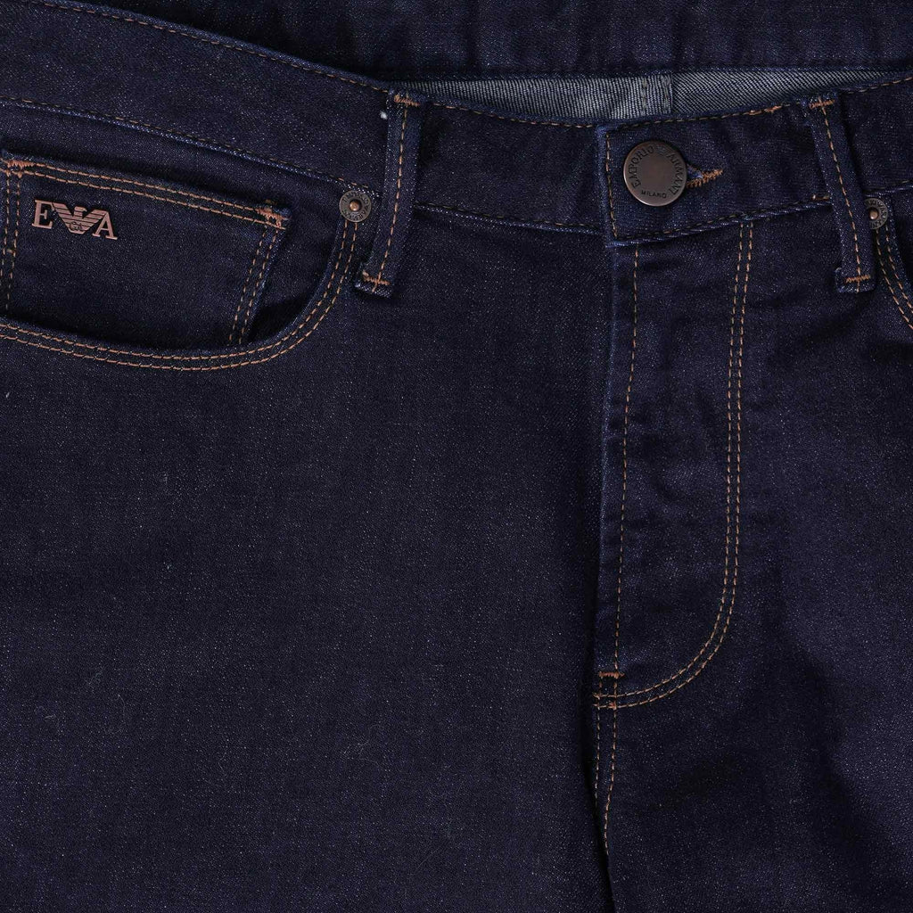 Emporio Armani J45 Regular-fit Comfort-Denim Twill Jeans - Denim Blue