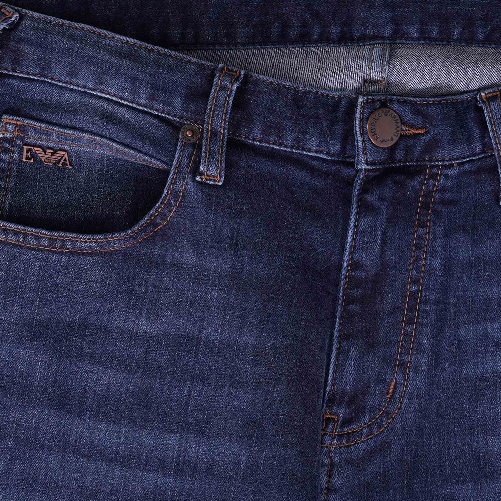 Emporio Armani J45 Regular-fit Comfort-Denim Twill Jeans - Denim Blue