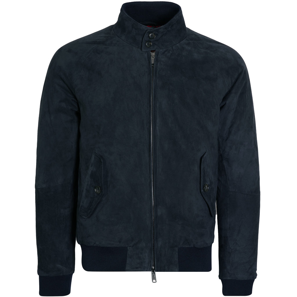 G9 Suede Harrington Jacket - Deep Blue
