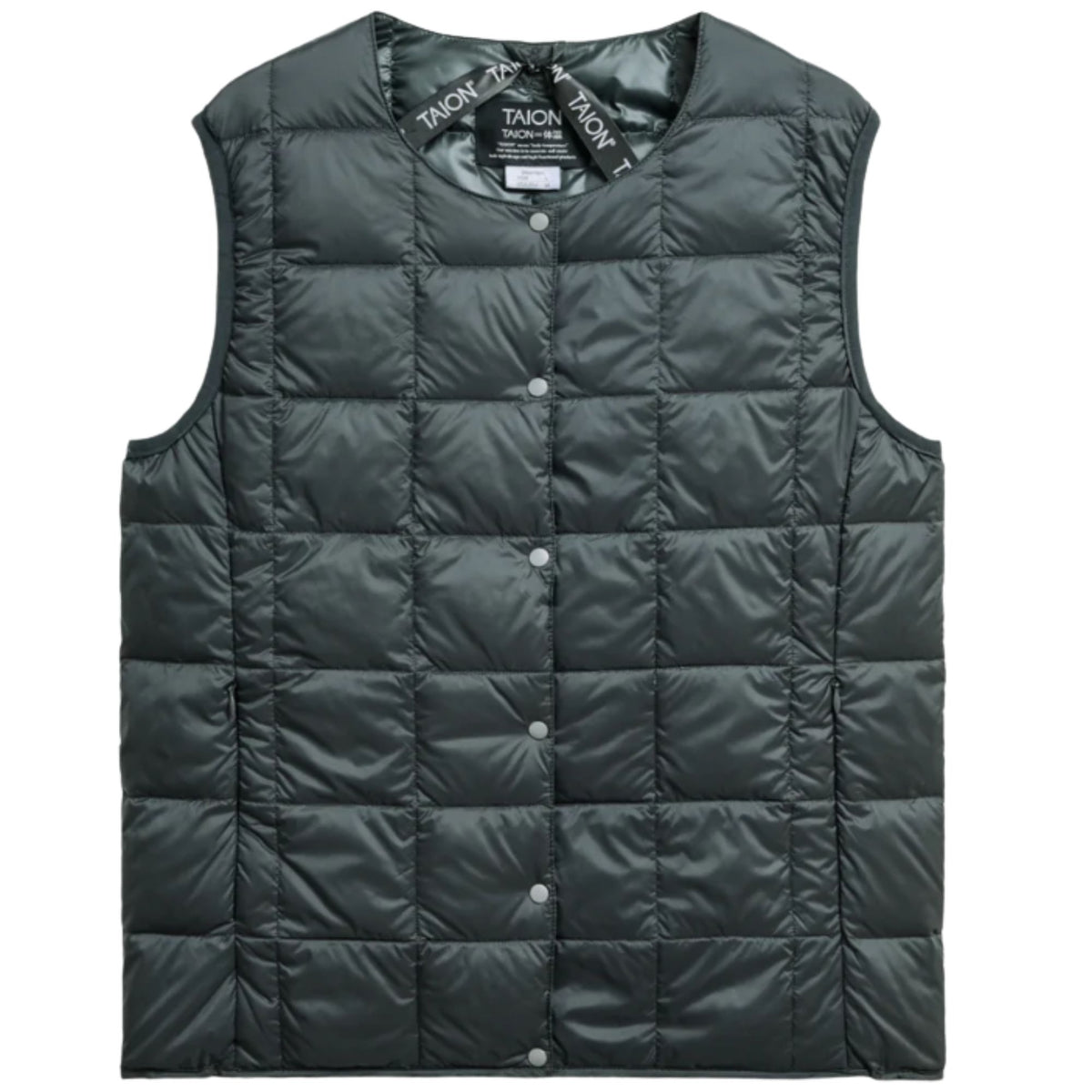 Vest Inner Al View Womens Crew Neck Button Inner Down Vest - Charcoal – Stuarts London