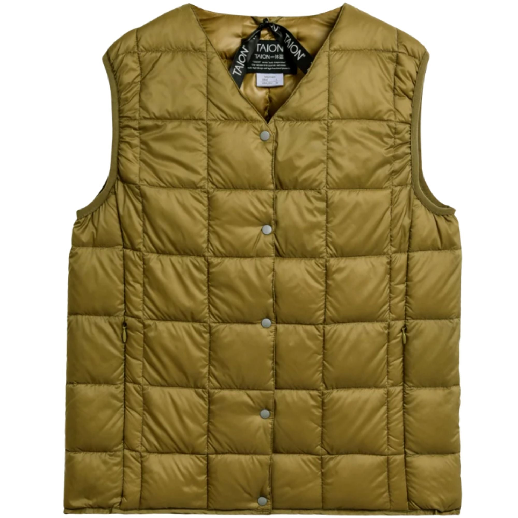 Taion V-Neck Button Inner Down Vest - Beige