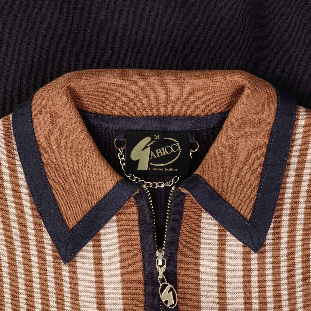 Gabicci Vintage Finney Zip Polo Shirt - Navy