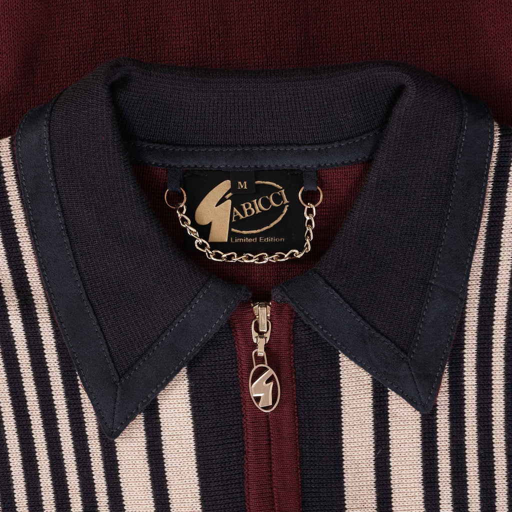 Gabicci Vintage Finney Zip Polo Shirt - Cabernet
