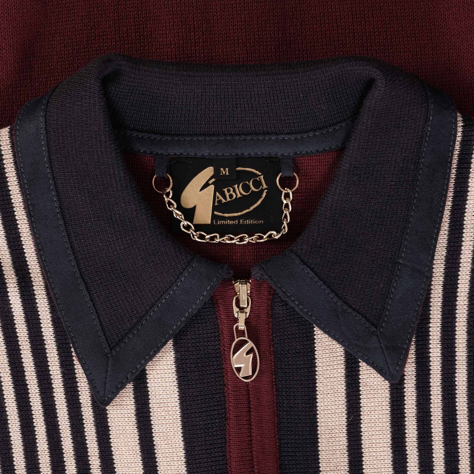 Gabicci Vintage Finney Zip Polo Shirt - Cabernet