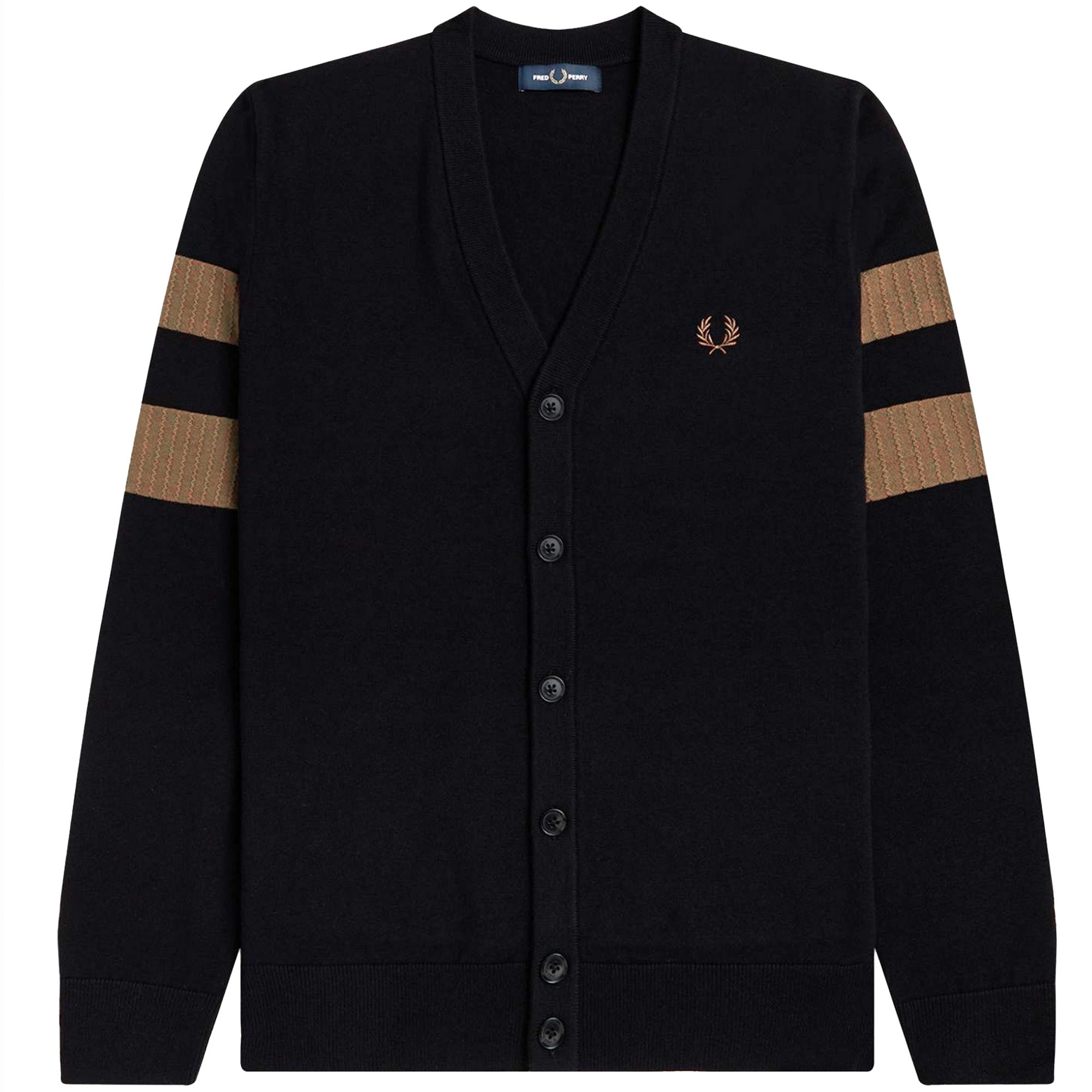 Fred Perry Tipped Sleeve Cardigan - Black