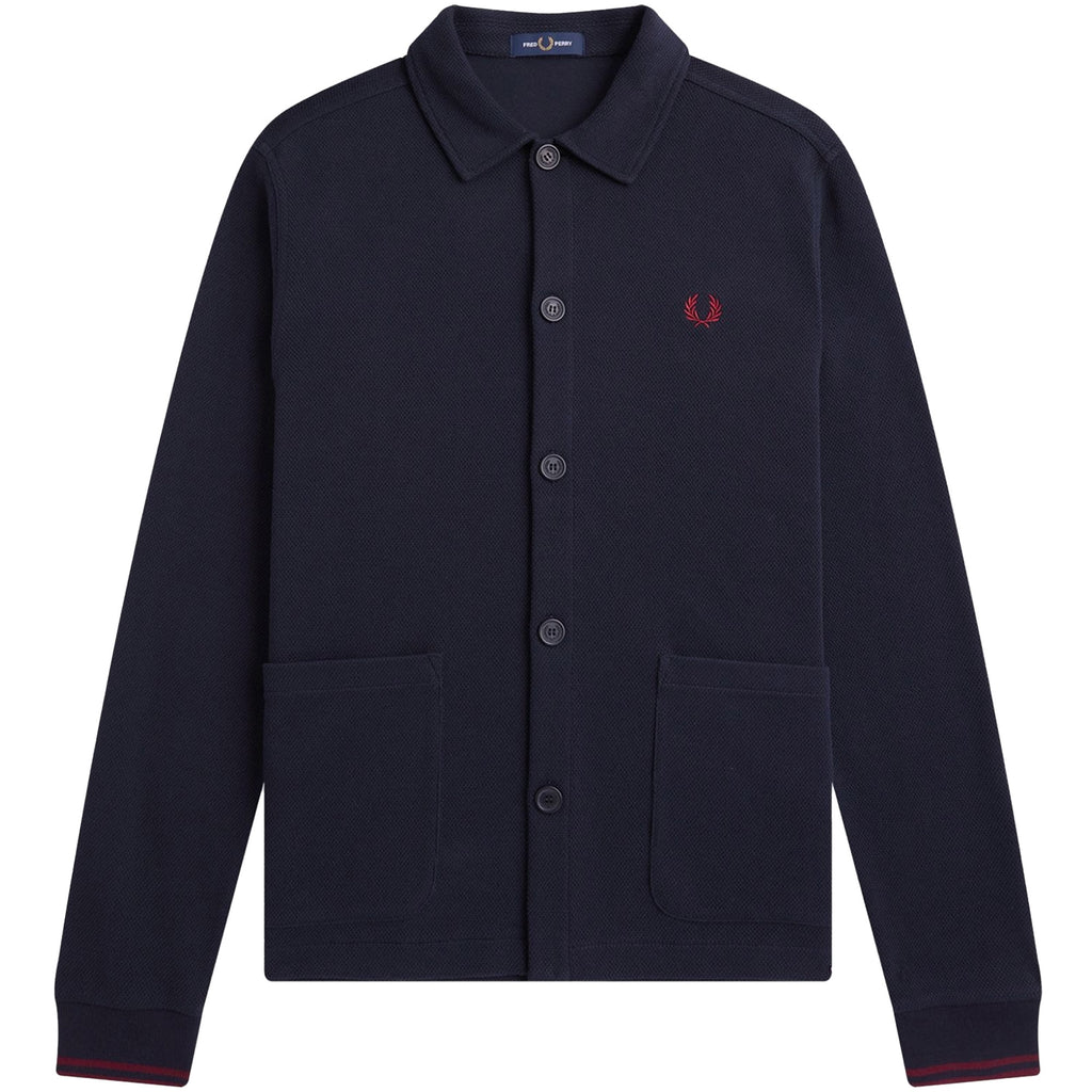 Fred Perry Button Through Piqu Overshirt - Navy