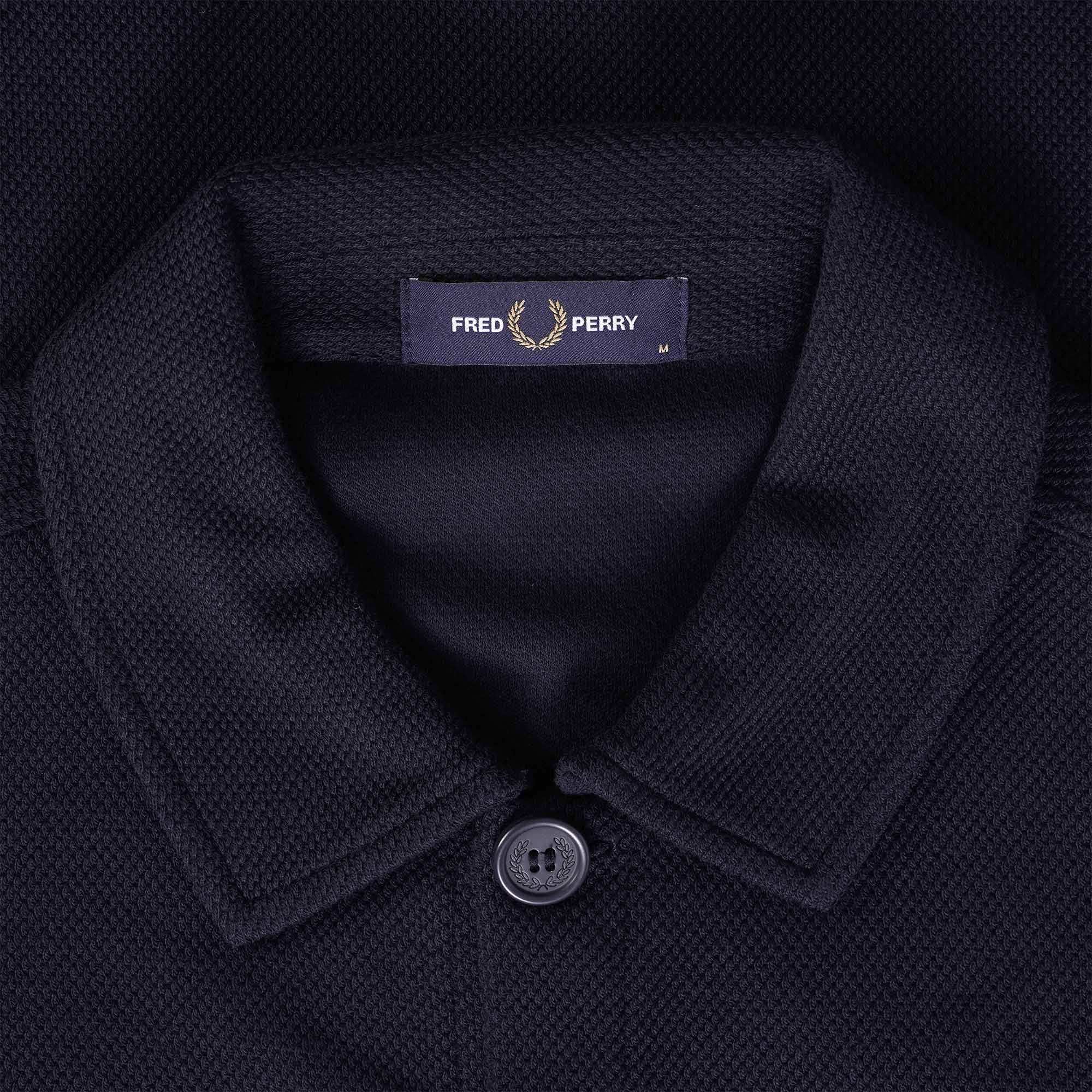 Fred Perry Button Through Piqu Overshirt - Navy