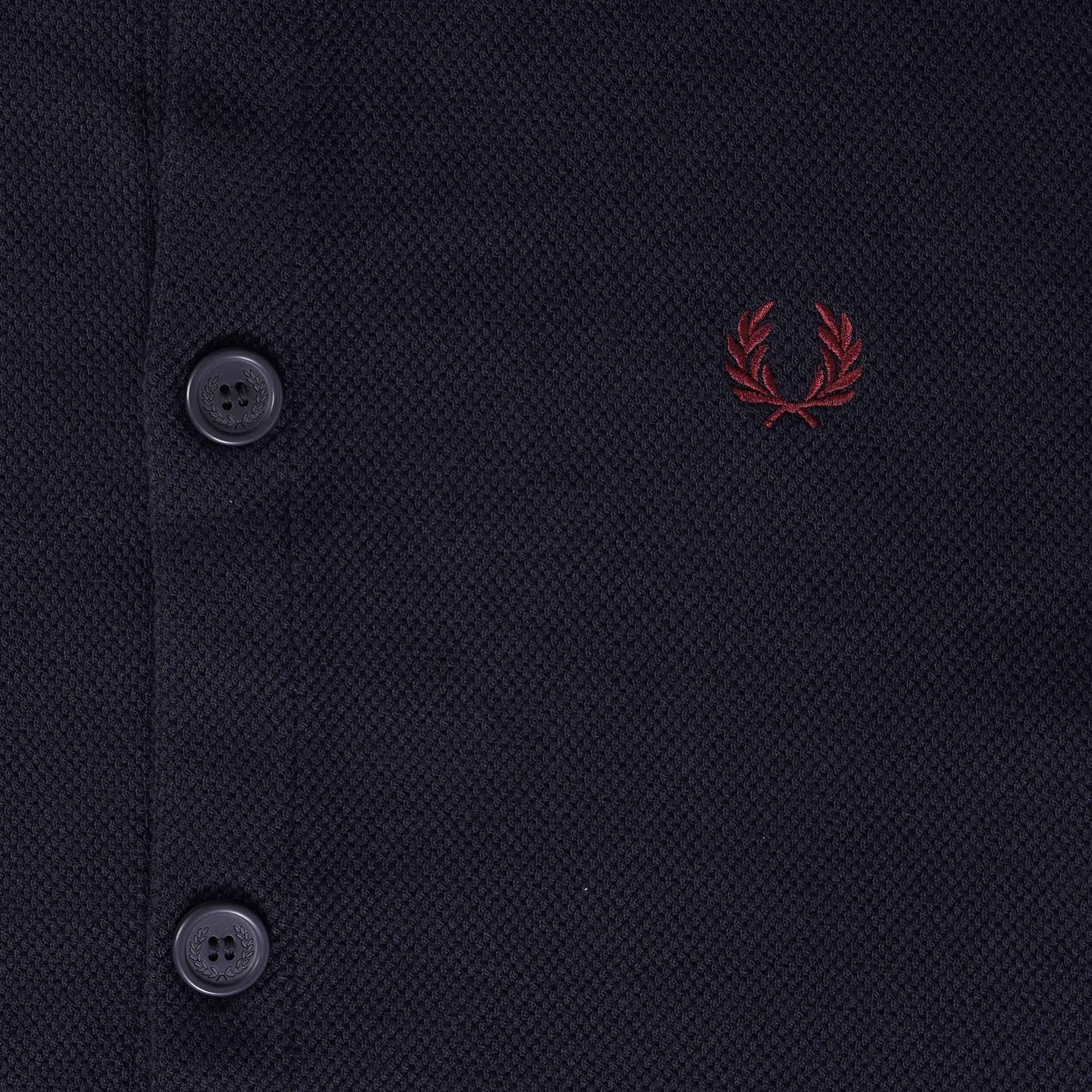 Fred Perry Button Through Piqu Overshirt - Navy