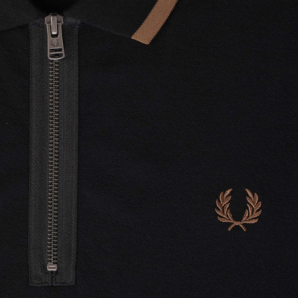 Fred Perry M4 Half Zip Polo Shirt - Black