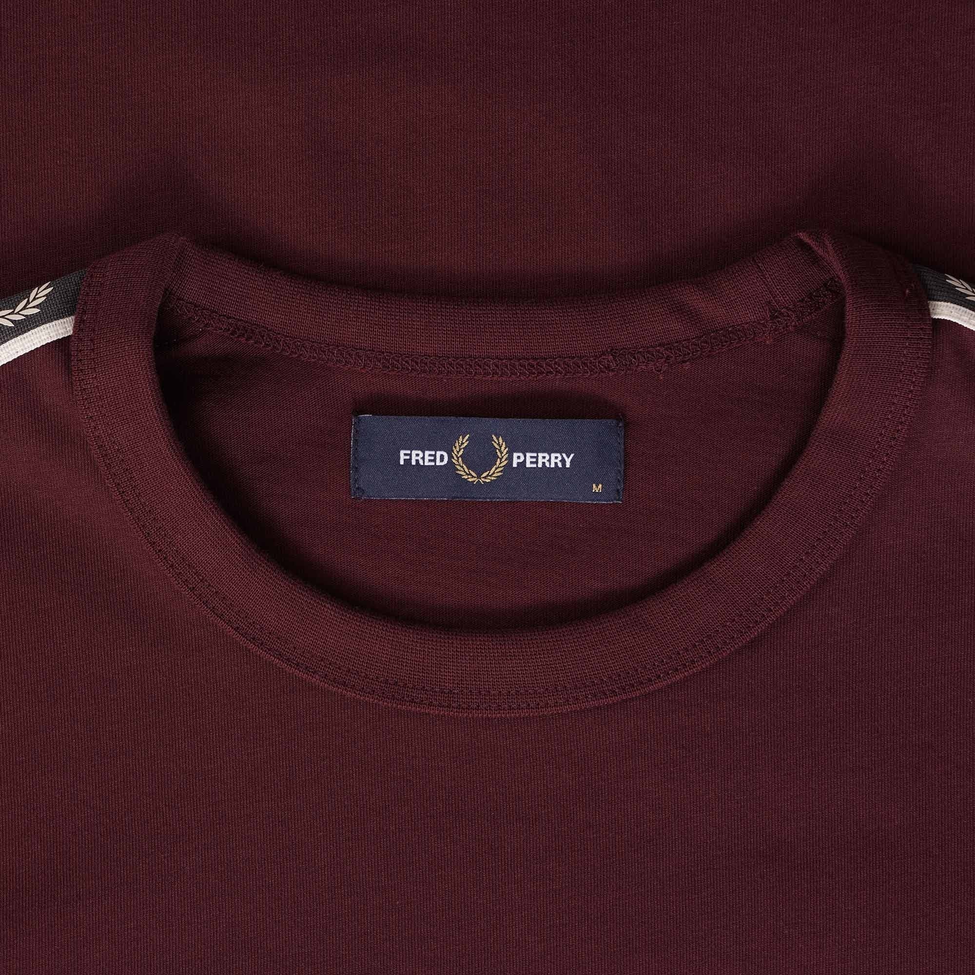 Fred Perry Contrast Tape Ringer T-Shirt - Oxblood