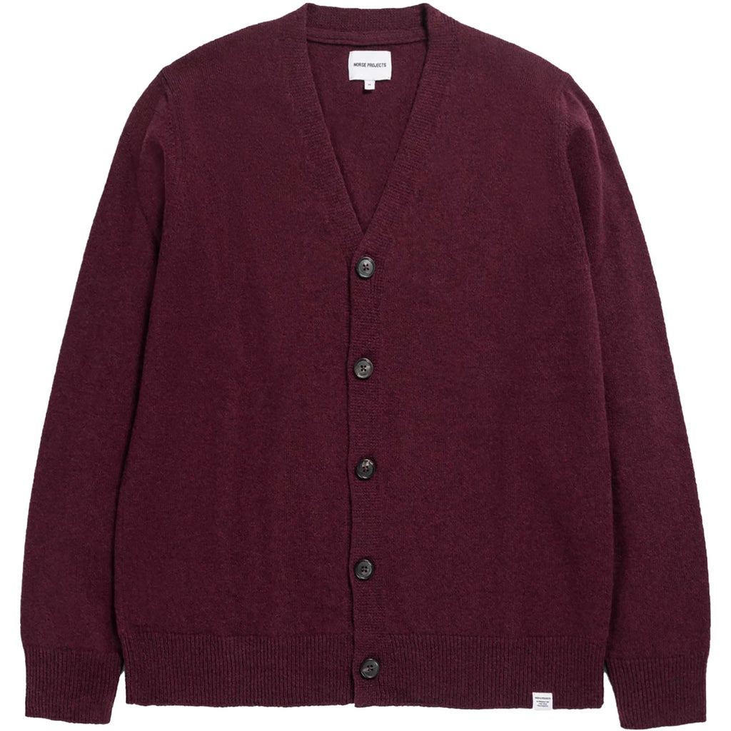 Norse Projects Adam Lambswool Cardigan - Burgundy