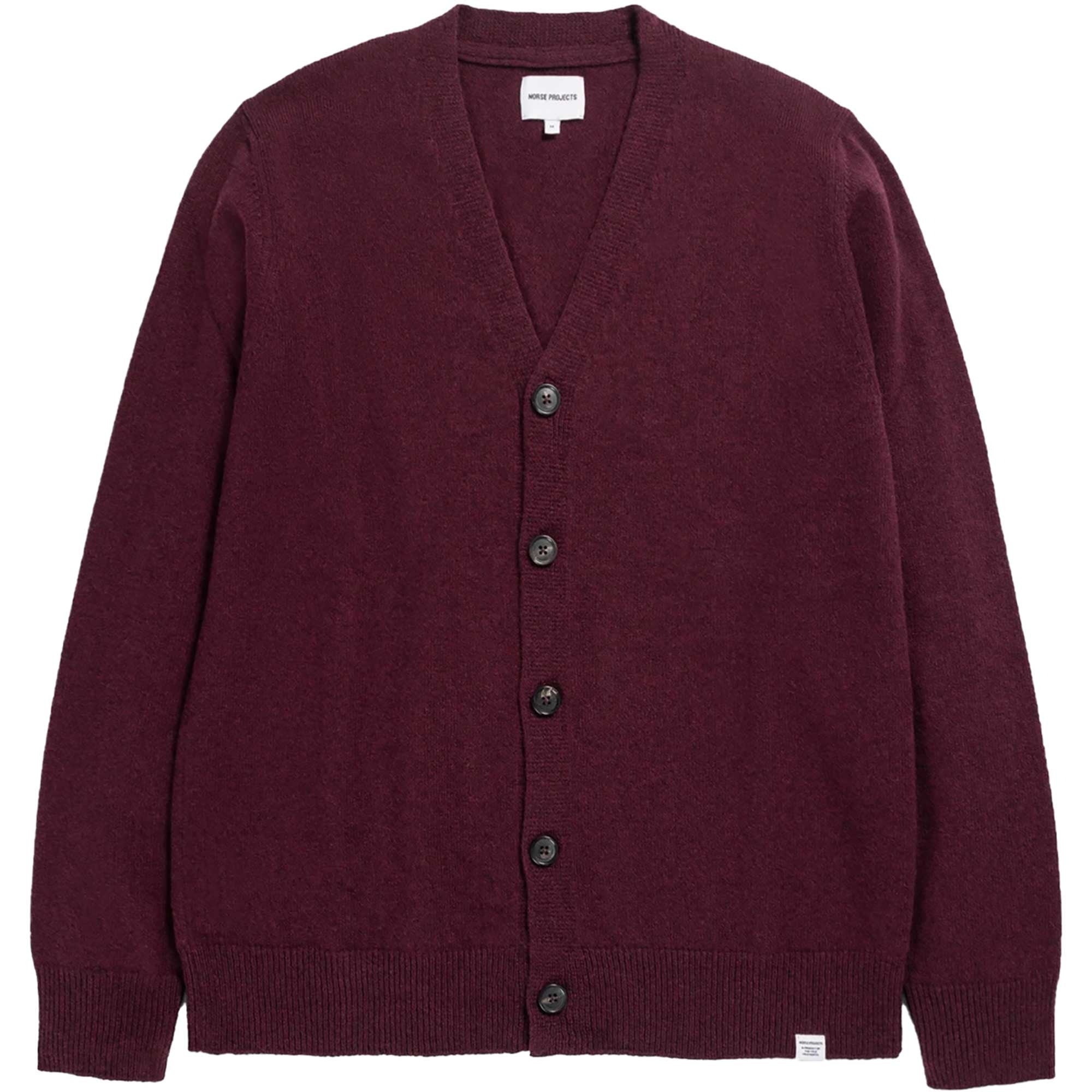 Norse Projects Adam Lambswool Cardigan - Burgundy