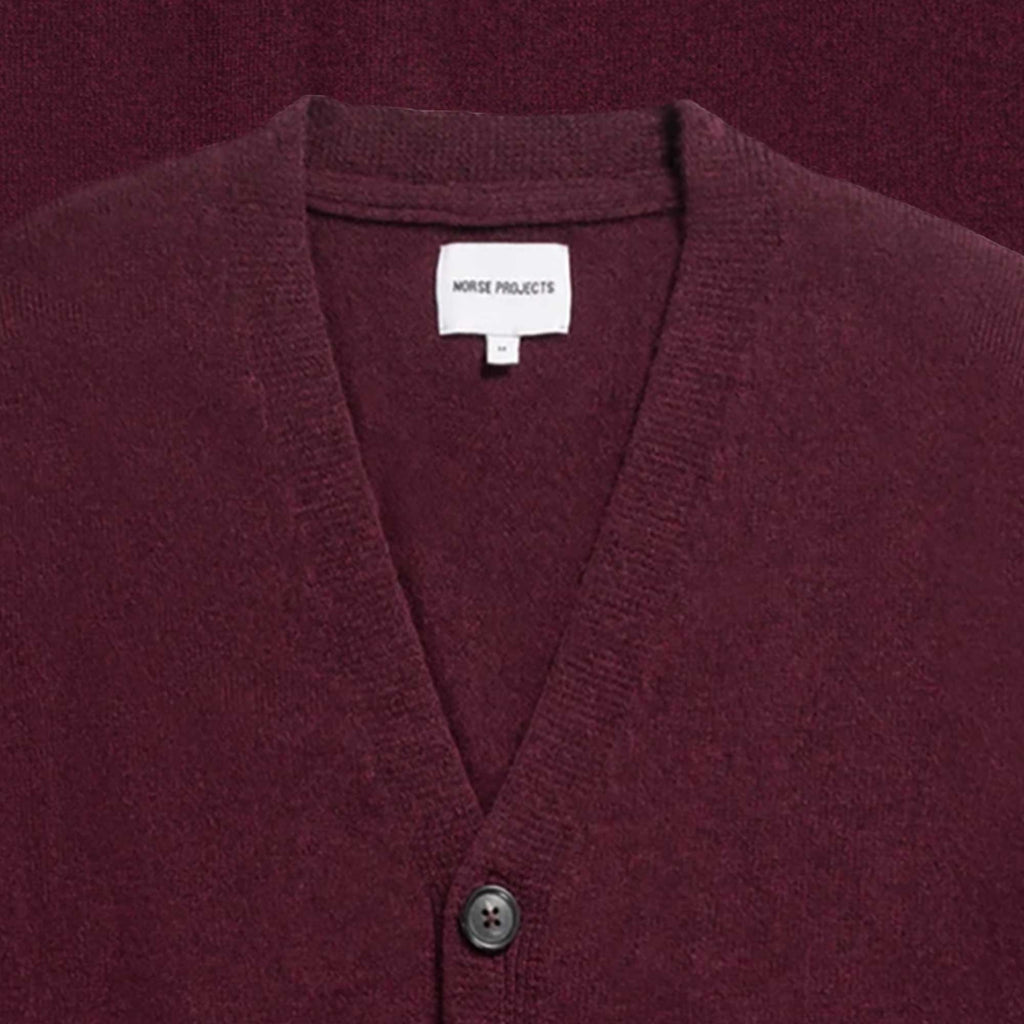Norse Projects Adam Lambswool Cardigan - Burgundy
