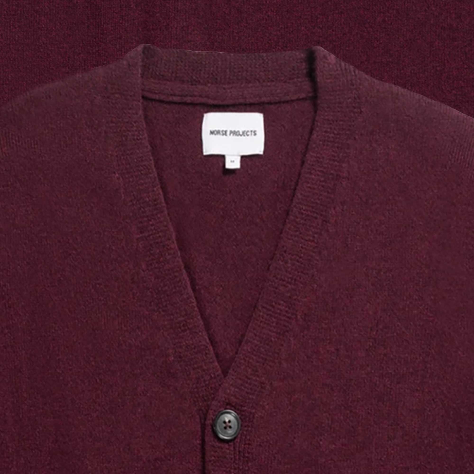 Norse Projects Adam Lambswool Cardigan - Burgundy