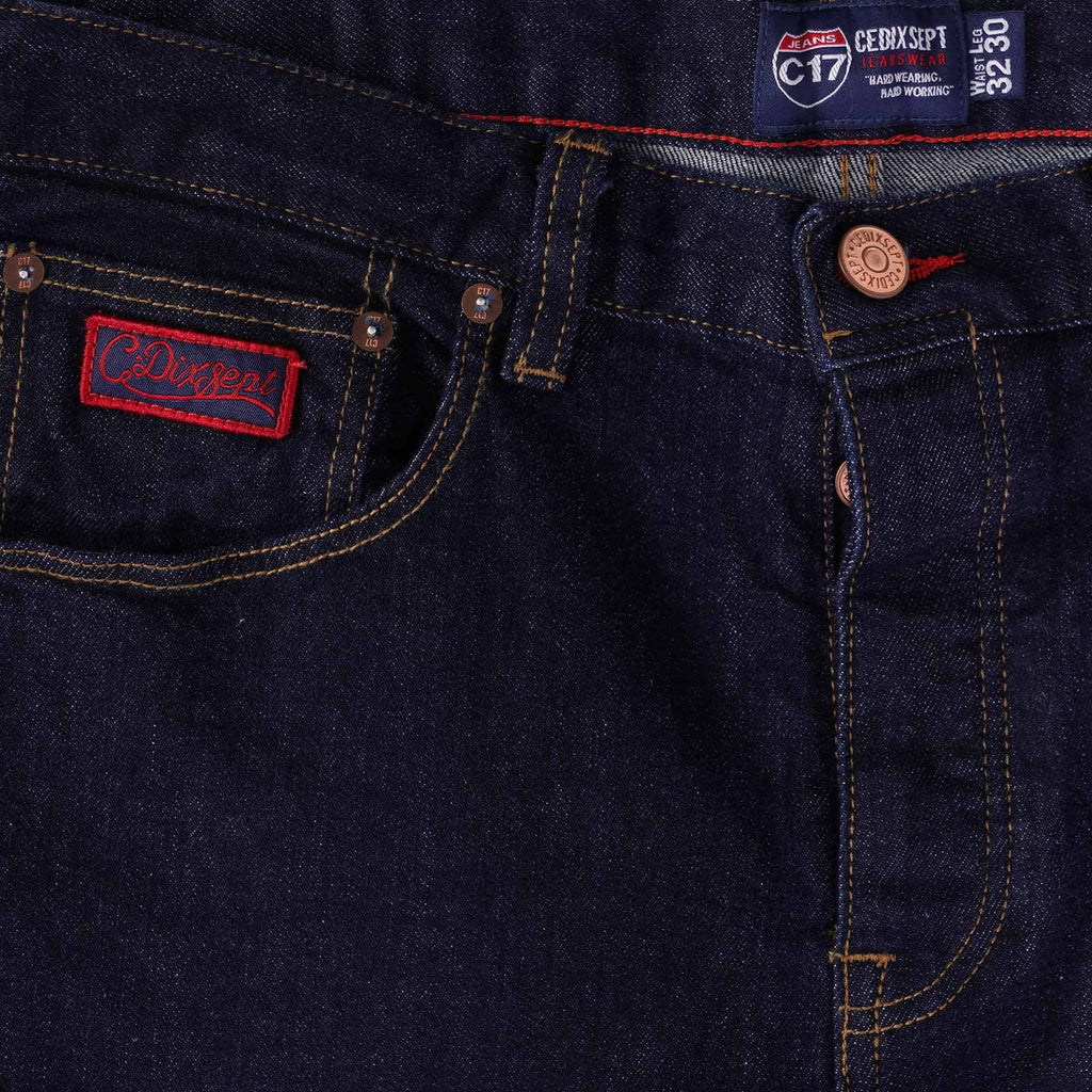 C17 Jeans Preshrunk Slim Straight Red Selvedge Jeans - Denim Blue