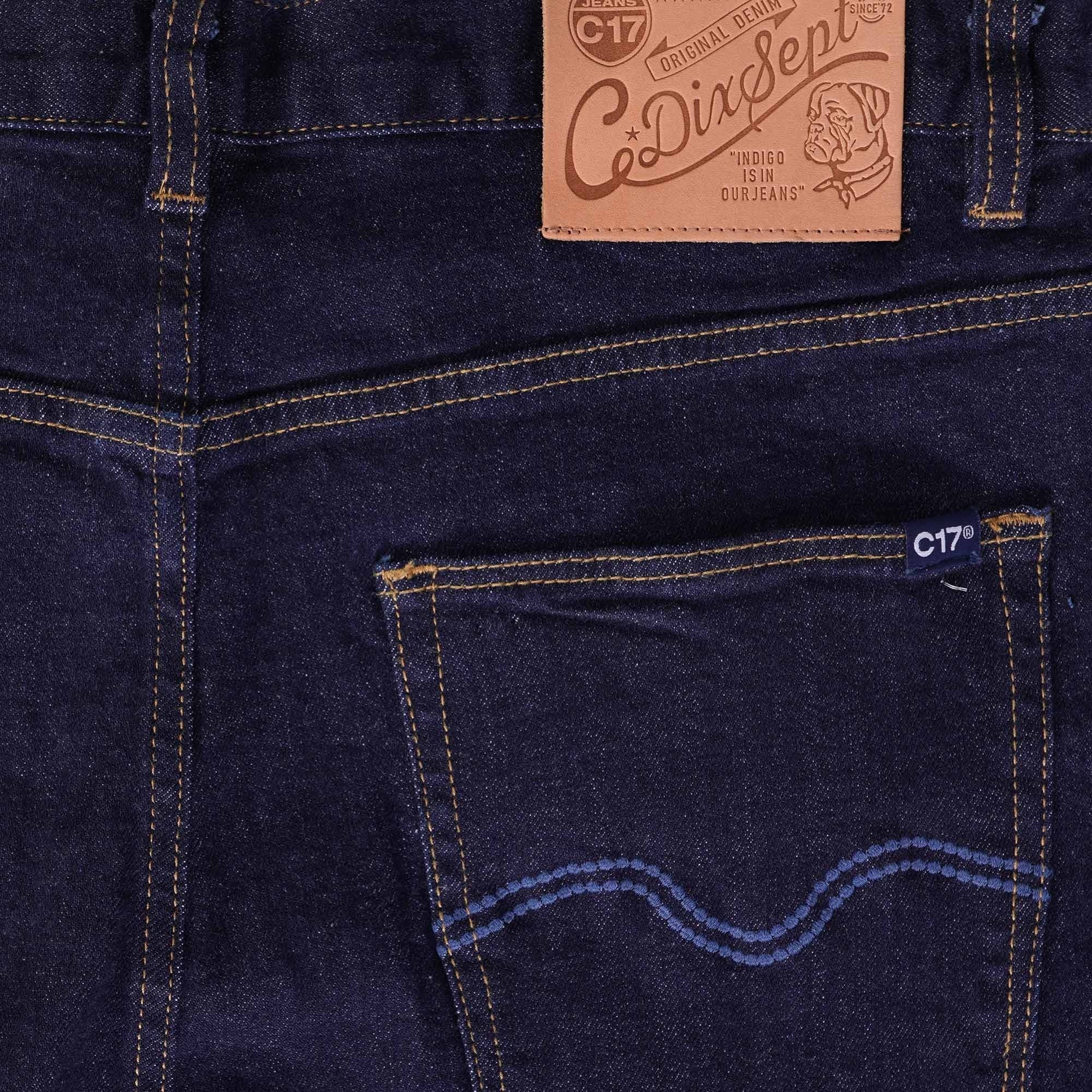 C17 Jeans Preshrunk Regular Tapered Fit Red Selvedge Jeans - Denim Blue