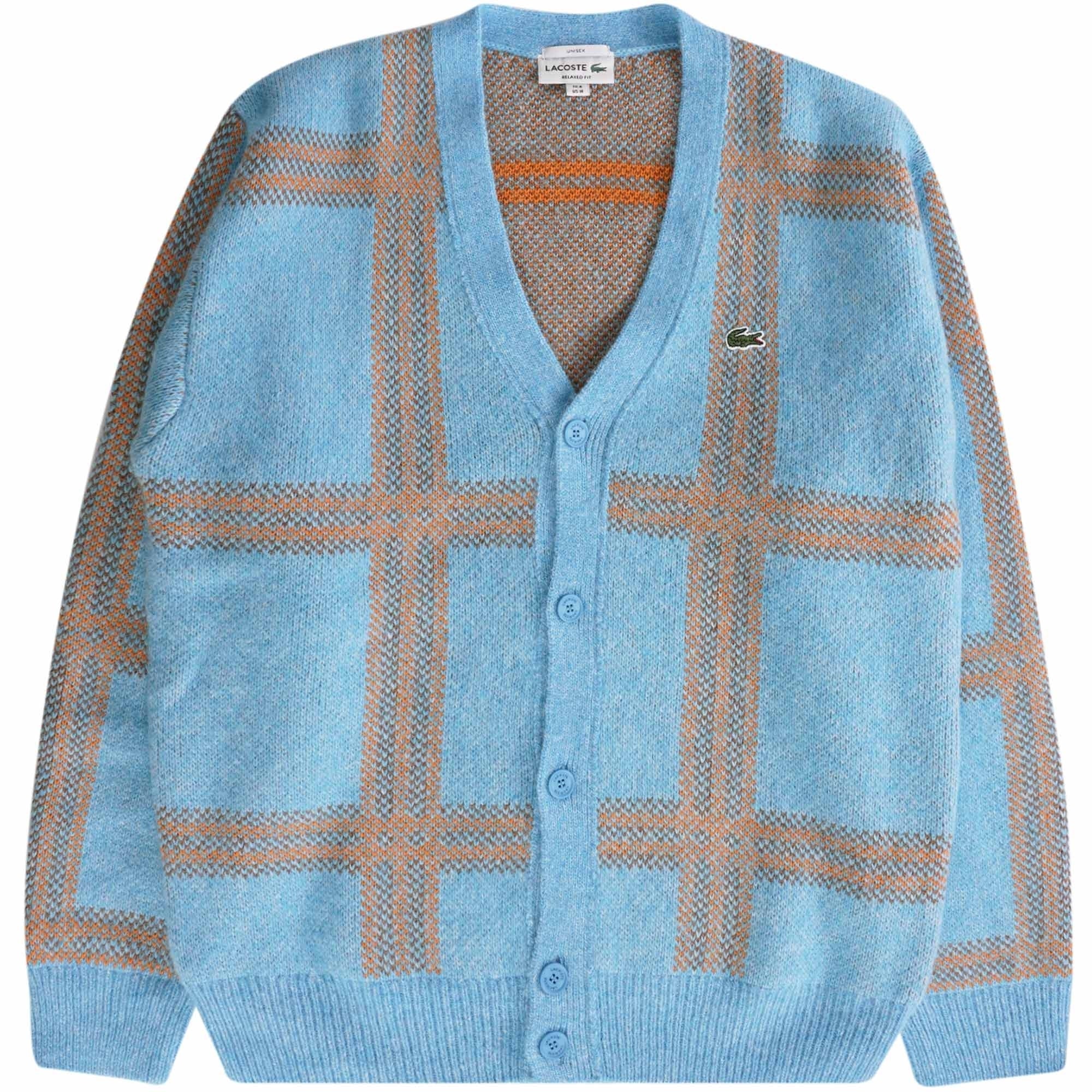 Lacoste Checked Blend Wool Jacquard Cardigan - Multi