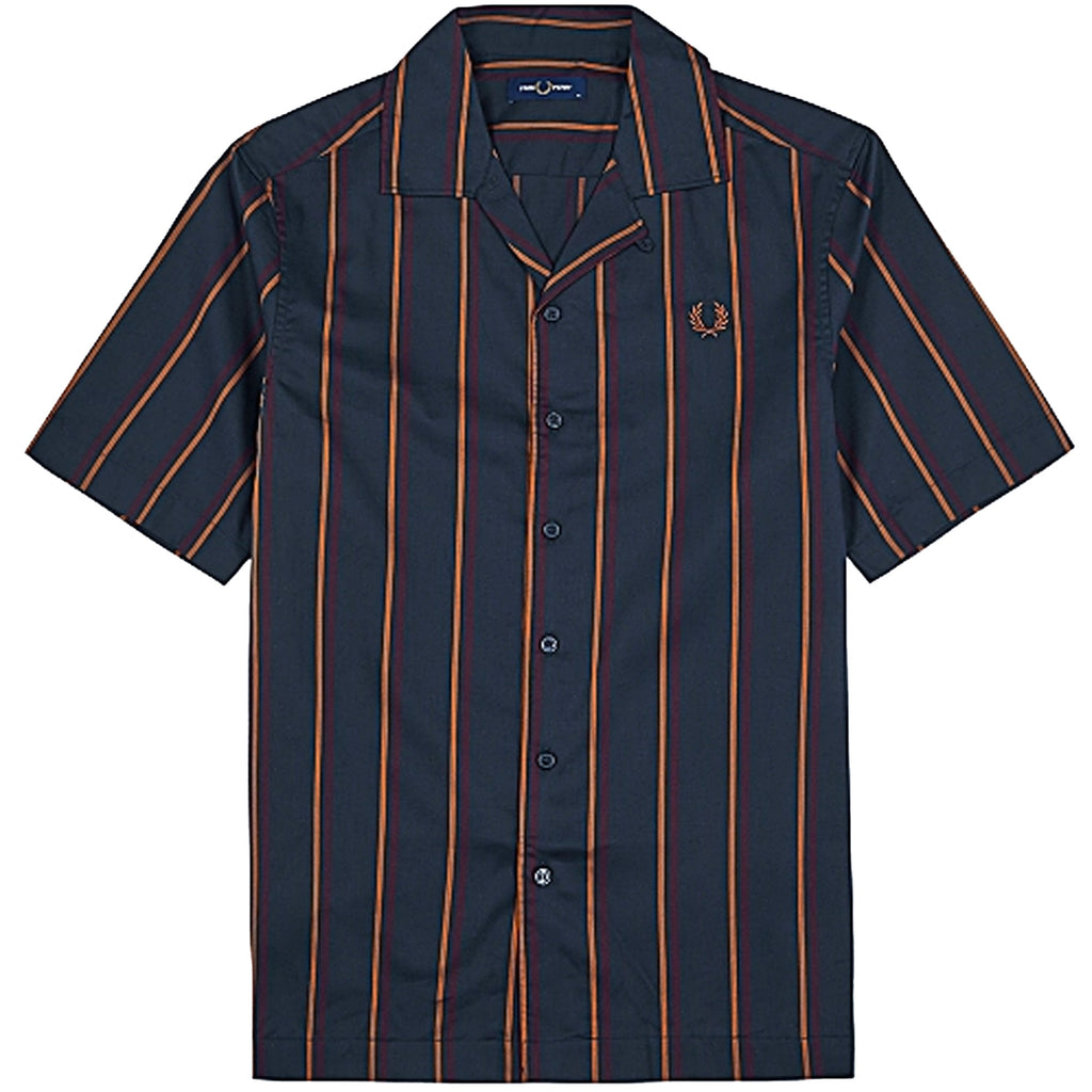 Fred Perry Striped Revere Collar Shirt - Navy