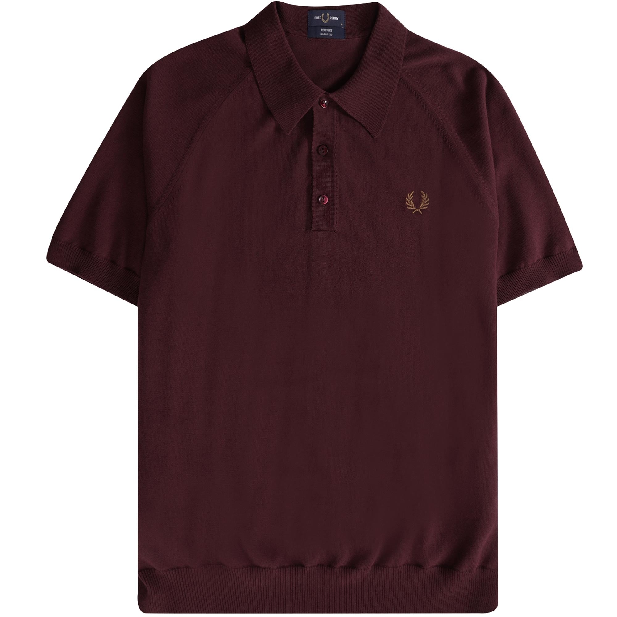 Fred Perry Reissues Raglan Sleeve Knitted Shirt - Oxblood