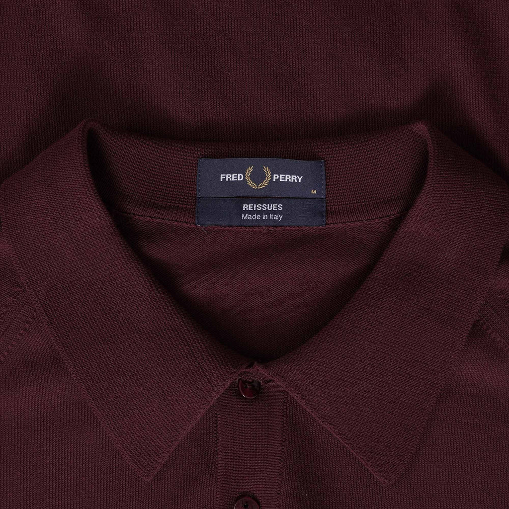 Fred Perry Reissues Raglan Sleeve Knitted Shirt - Oxblood