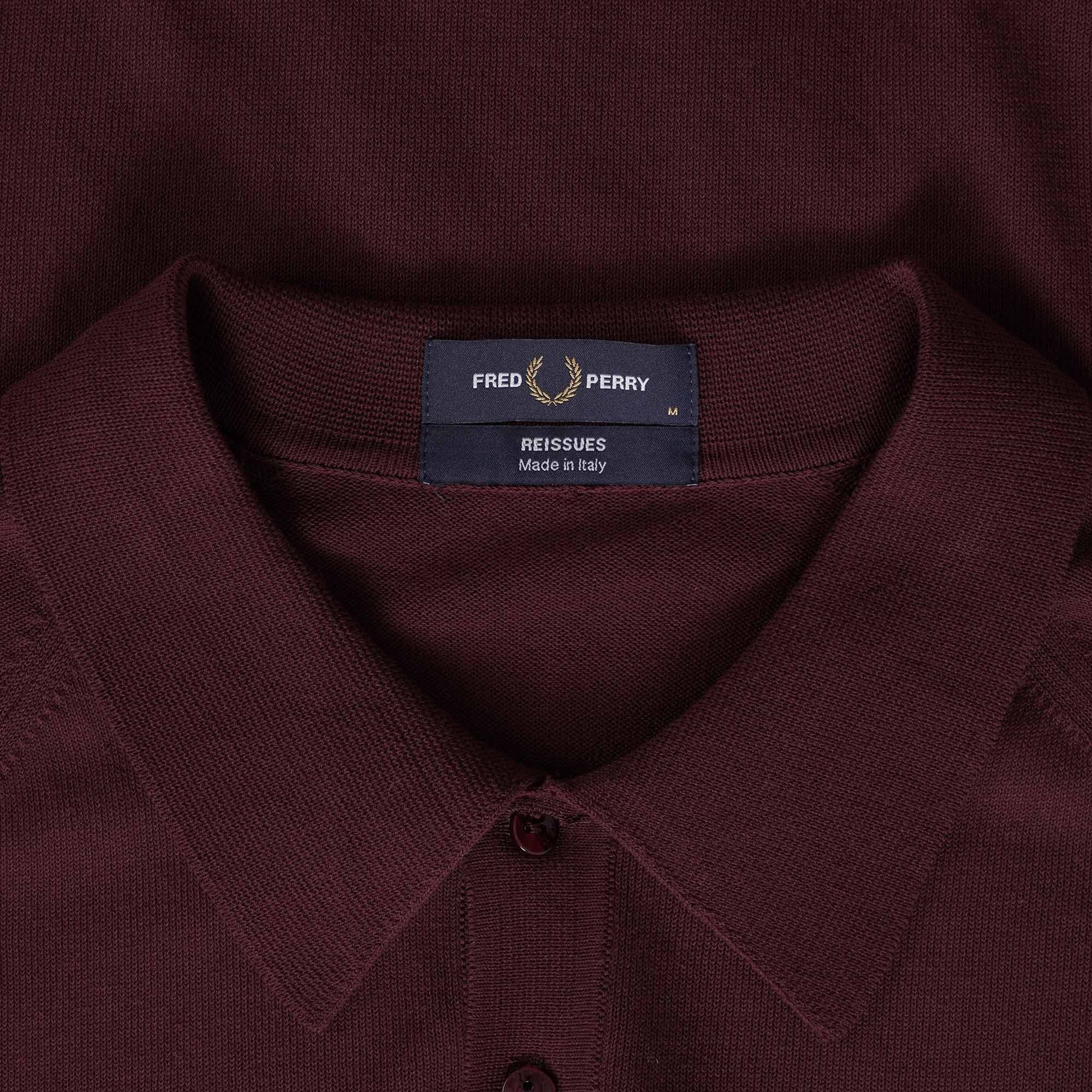 Fred Perry Reissues Raglan Sleeve Knitted Shirt - Oxblood