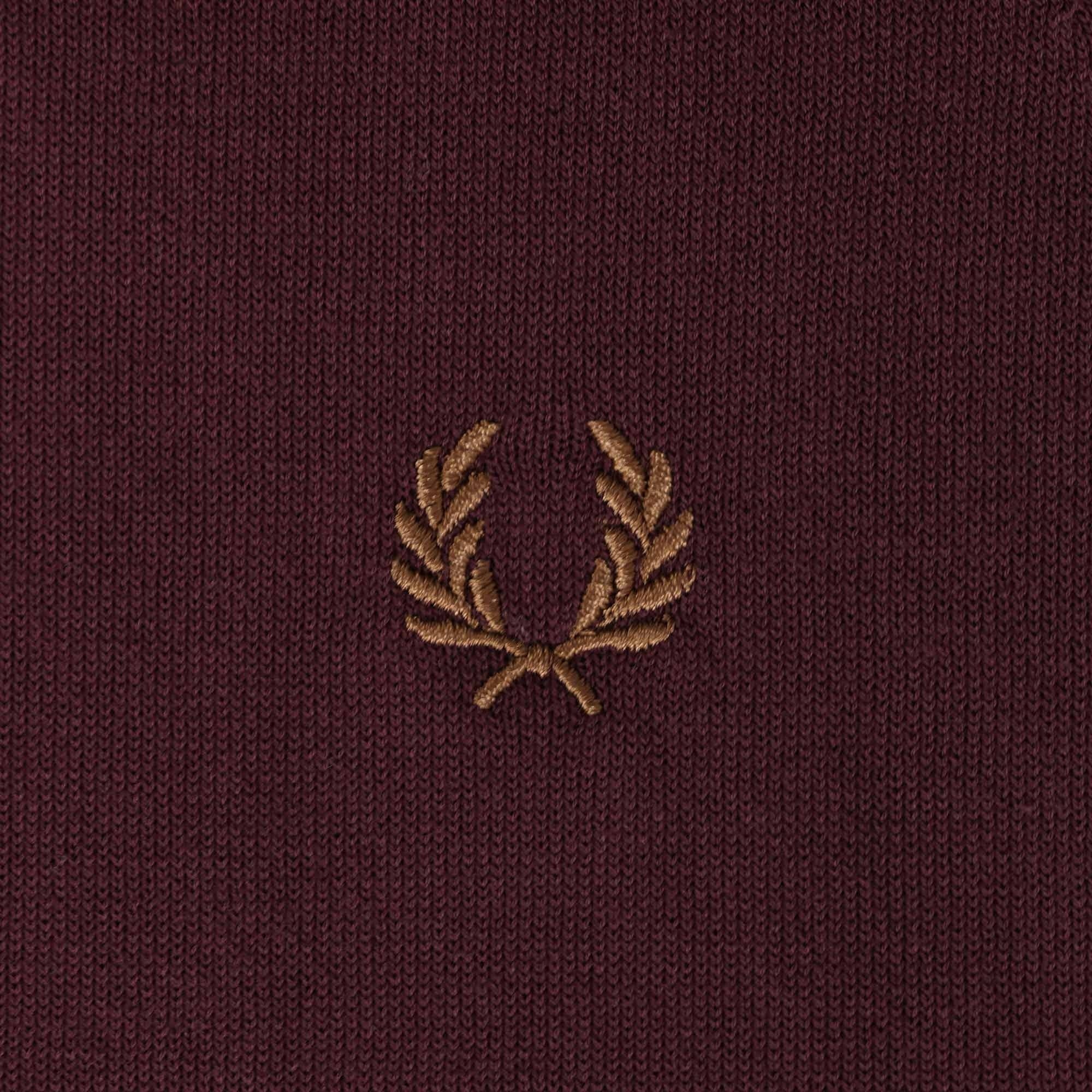 Fred Perry Reissues Raglan Sleeve Knitted Shirt - Oxblood