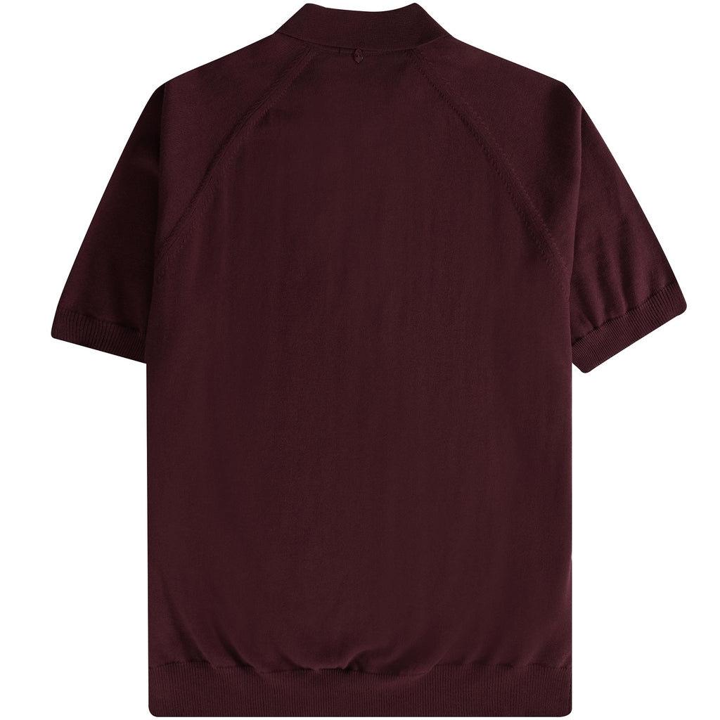 Fred Perry Reissues Raglan Sleeve Knitted Shirt - Oxblood