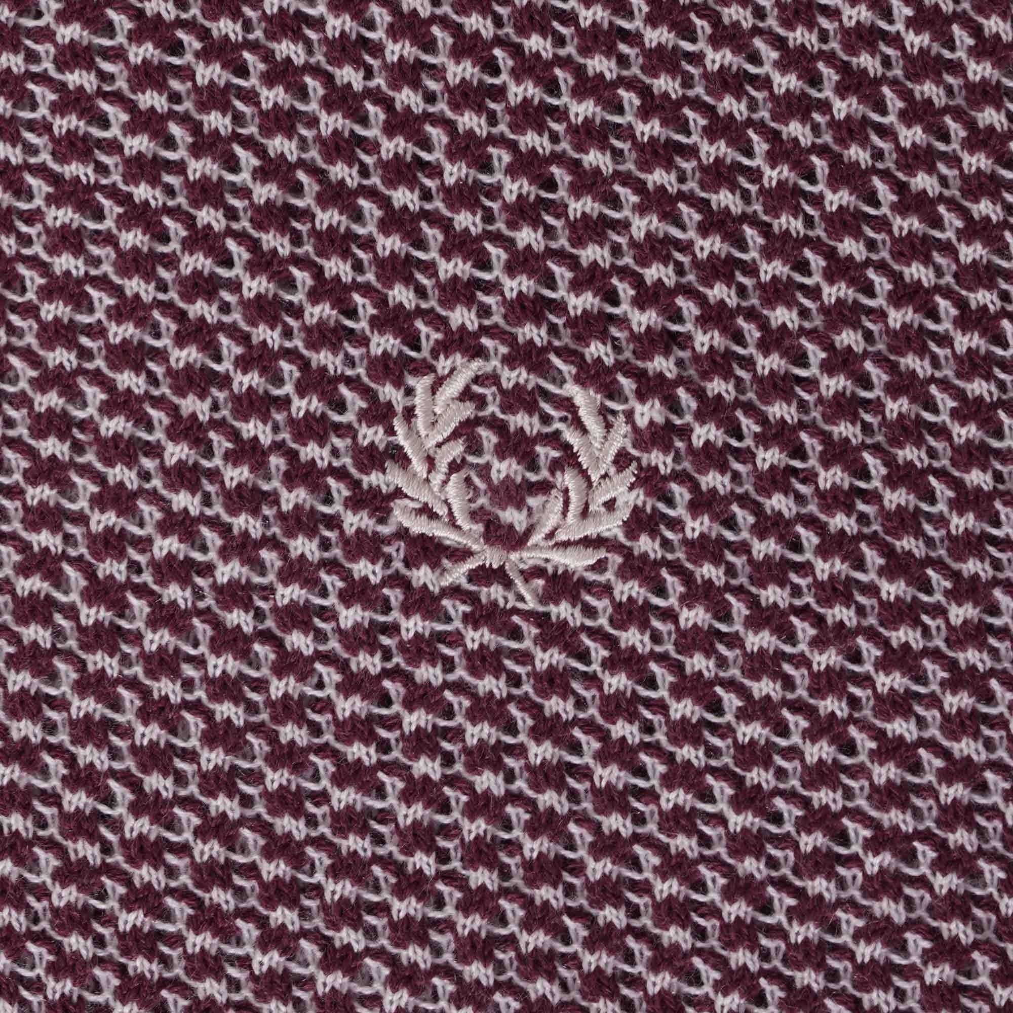 Fred Perry Two Colour Texture Knit Henley - Oxblood