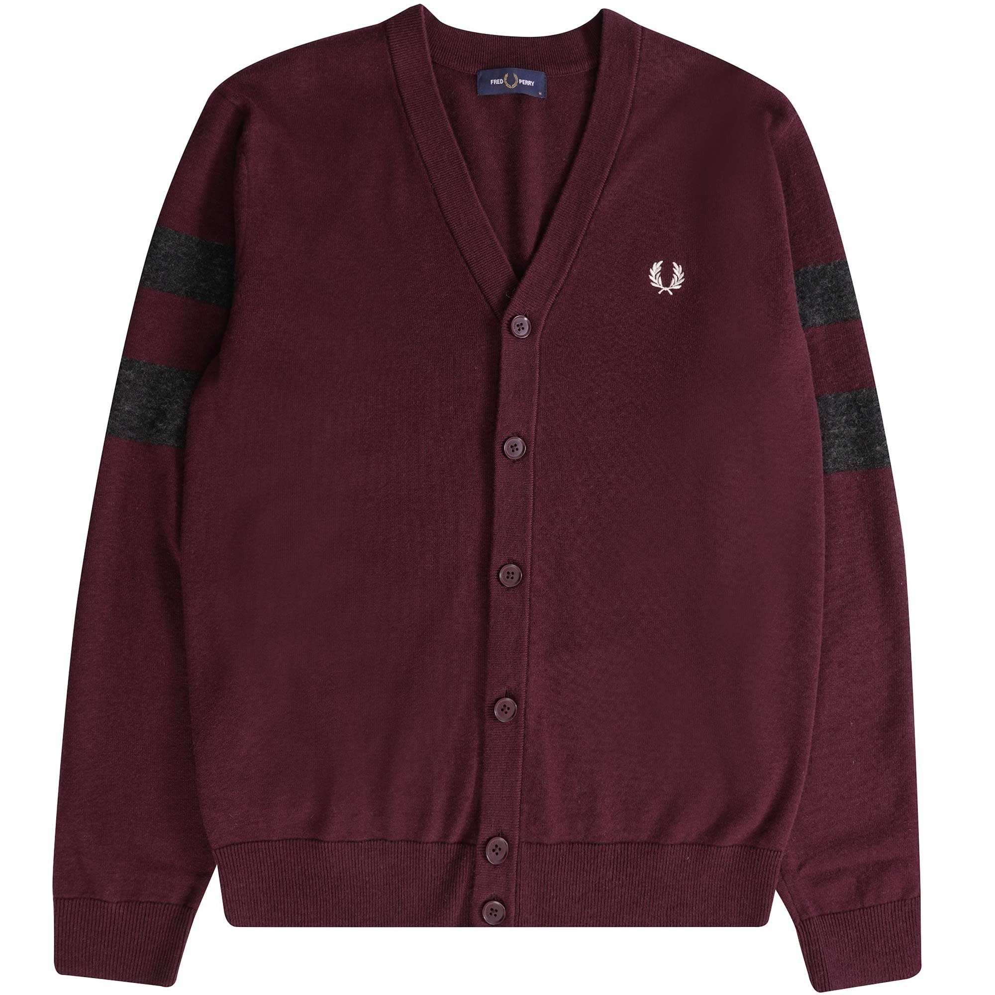 Tipped Sleeve Cardigan - Oxblood