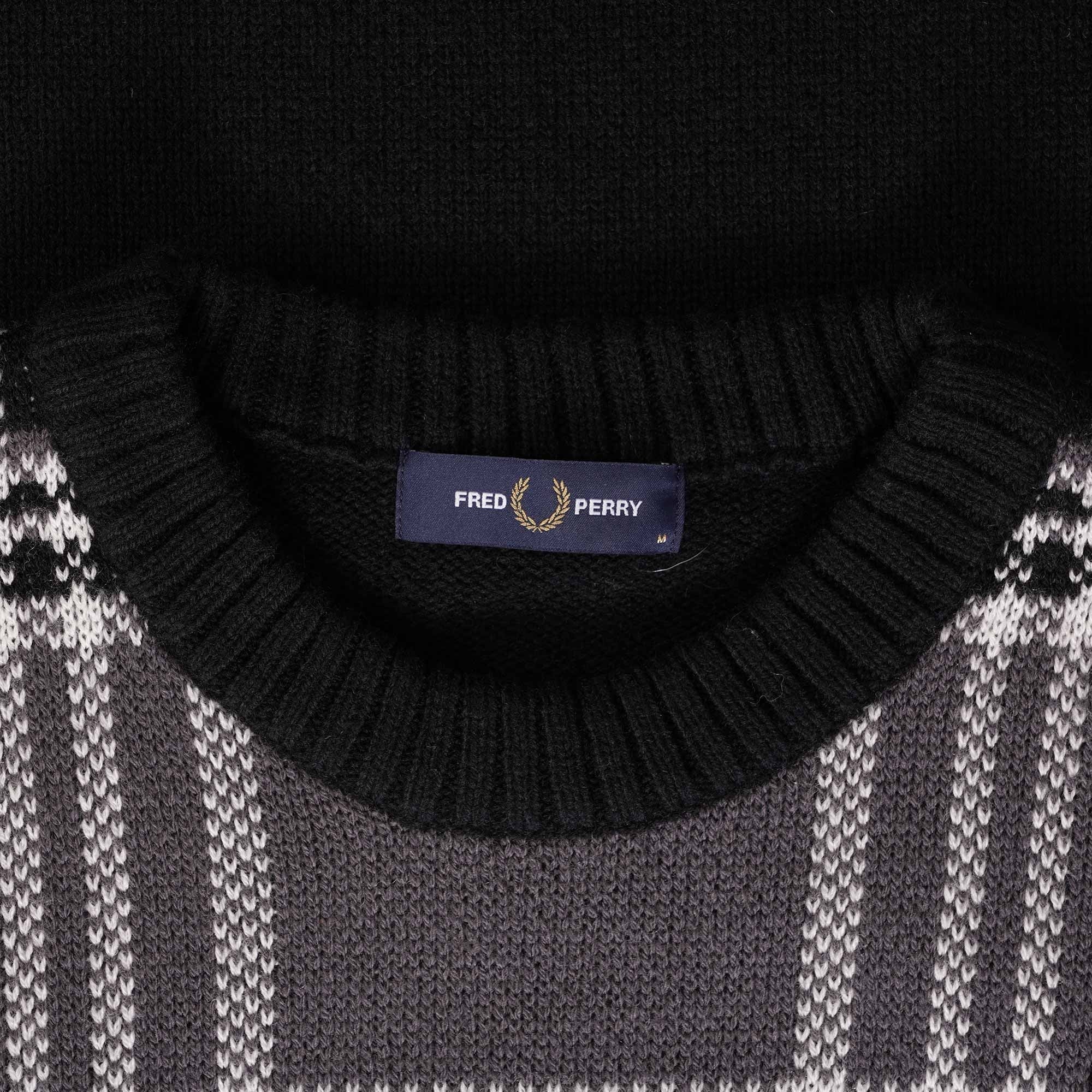 Fred Perry Tartan Panel Jumper - Black