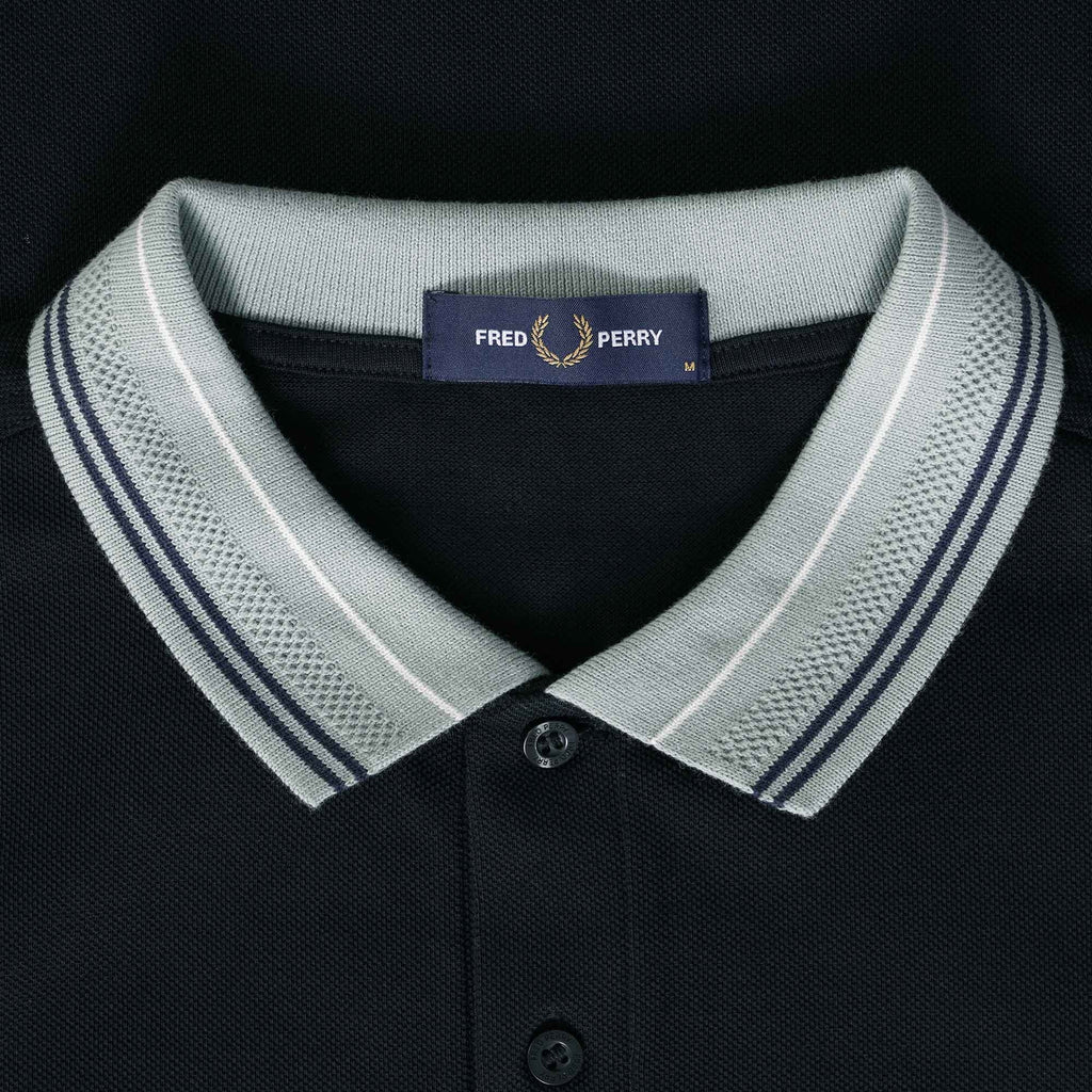 Fred Perry M4 Striped Collar Polo Shirt - Black