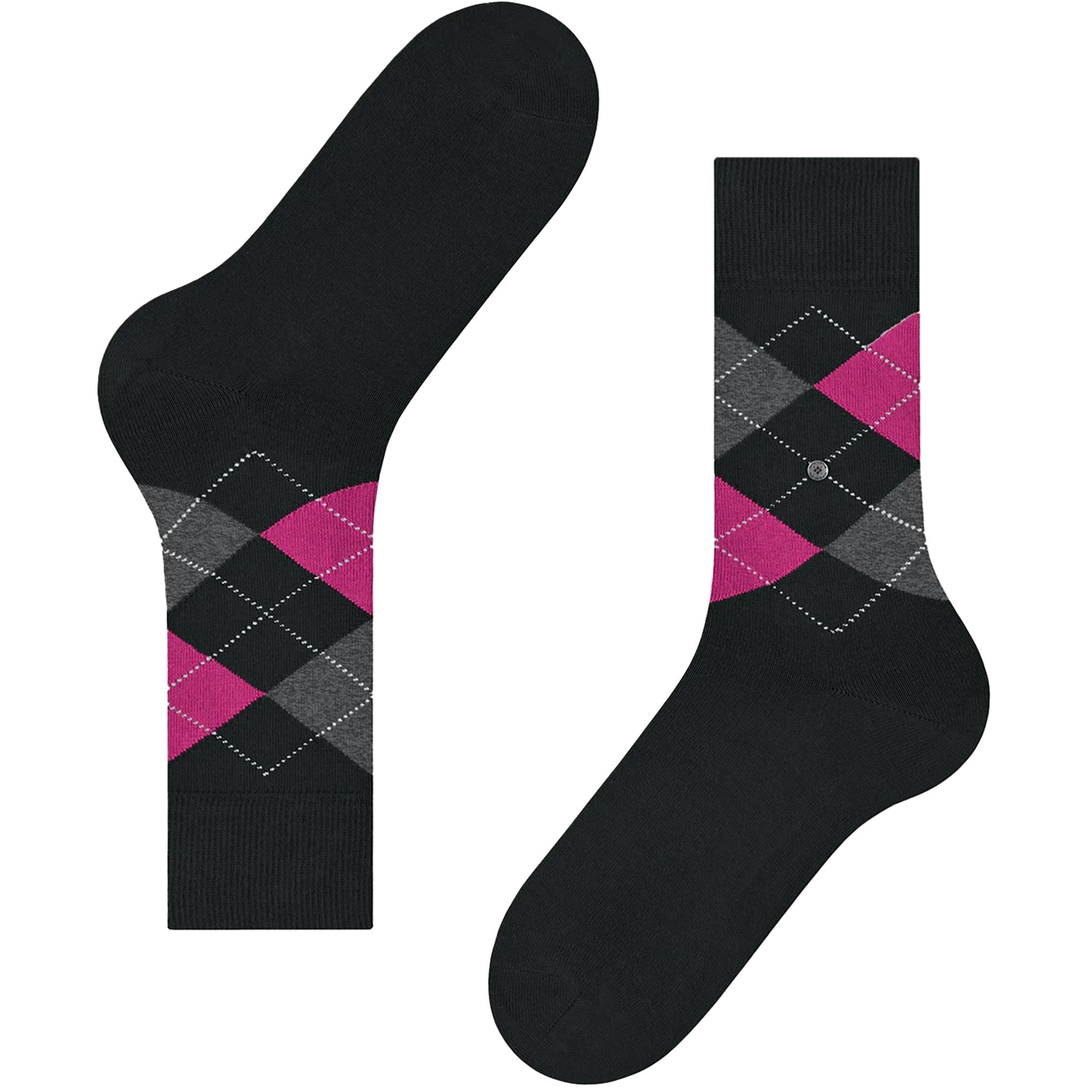 Burlington Socks King Argyle Socks - Black/Pink