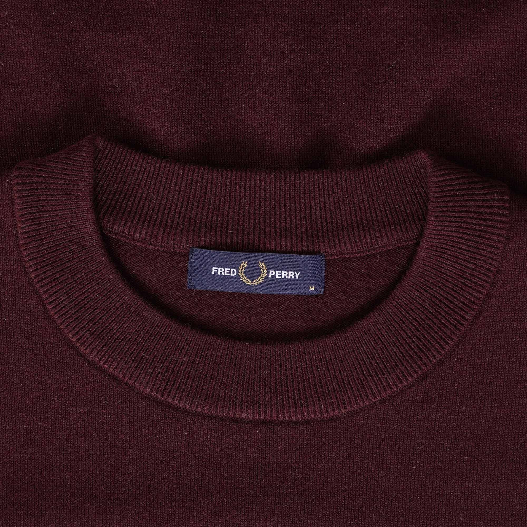 Fred Perry Tipped Sleeve Crew Neck - Oxblood