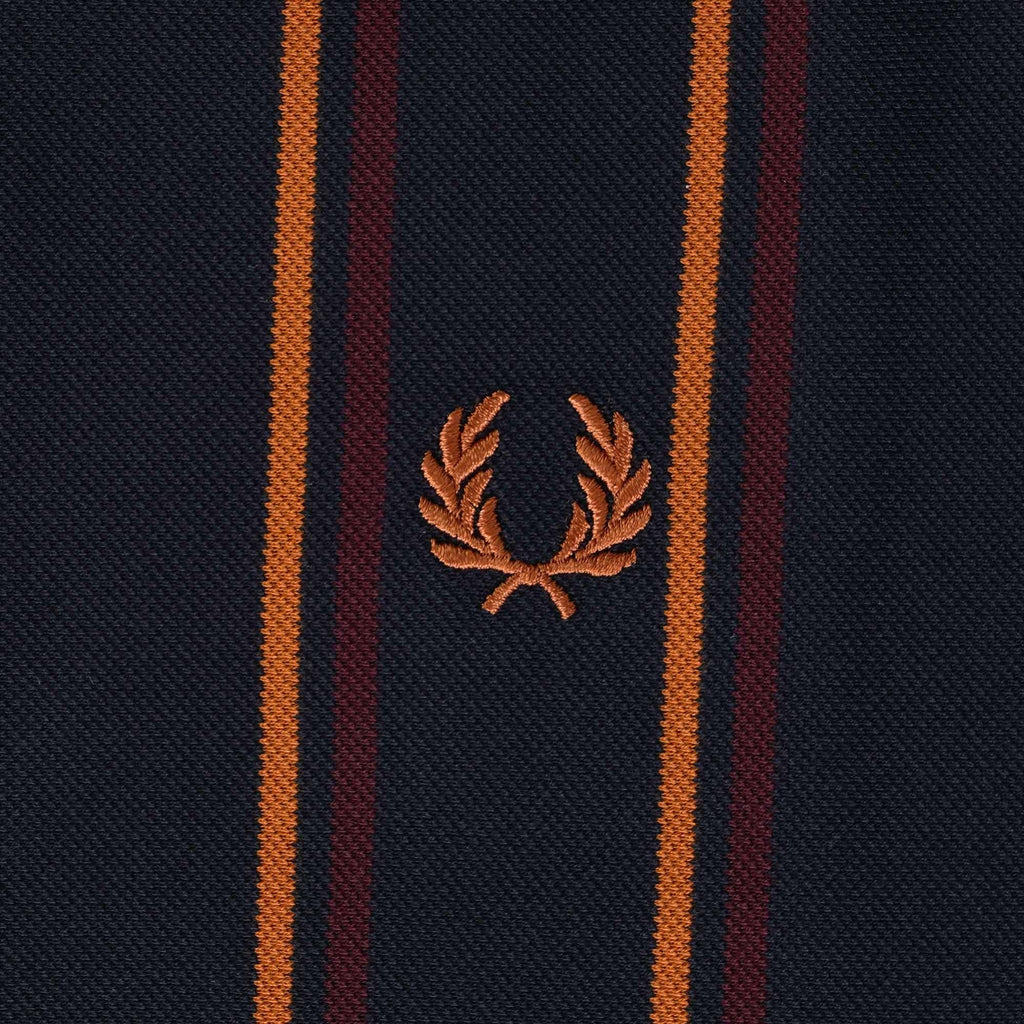 Fred Perry Striped Panel Pique Zip Nik Top - Navy