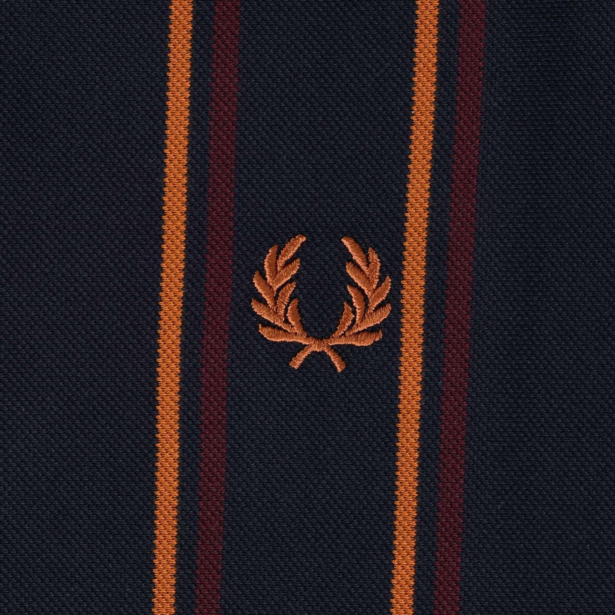 Fred Perry Striped Panel Pique Zip Nik Top - Navy