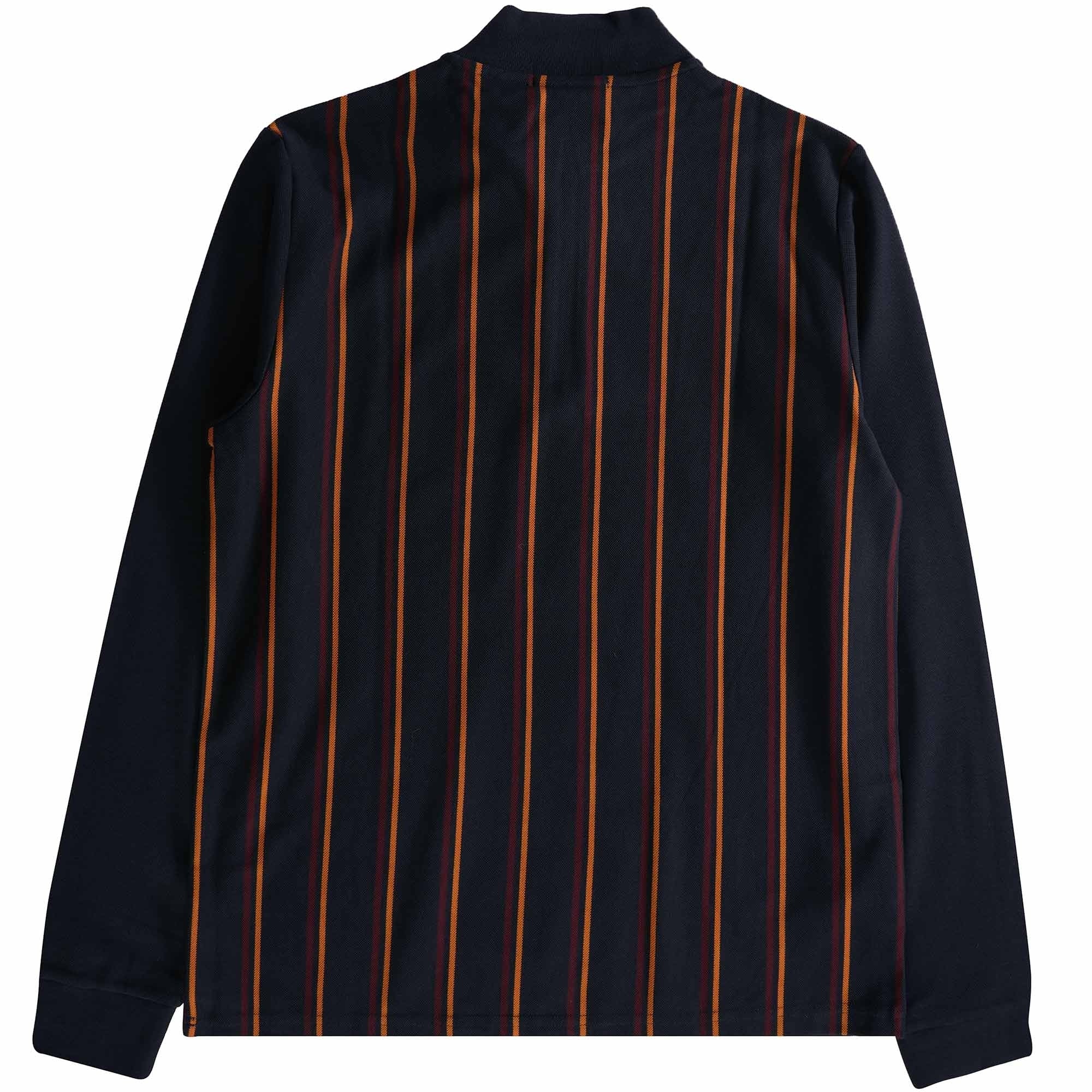 Fred Perry Striped Panel Pique Zip Nik Top - Navy