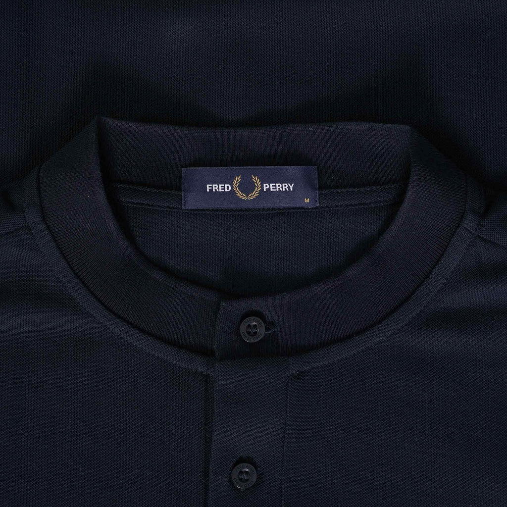 Fred Perry M4 Striped Cuff Henley Polo Shirt - Navy
