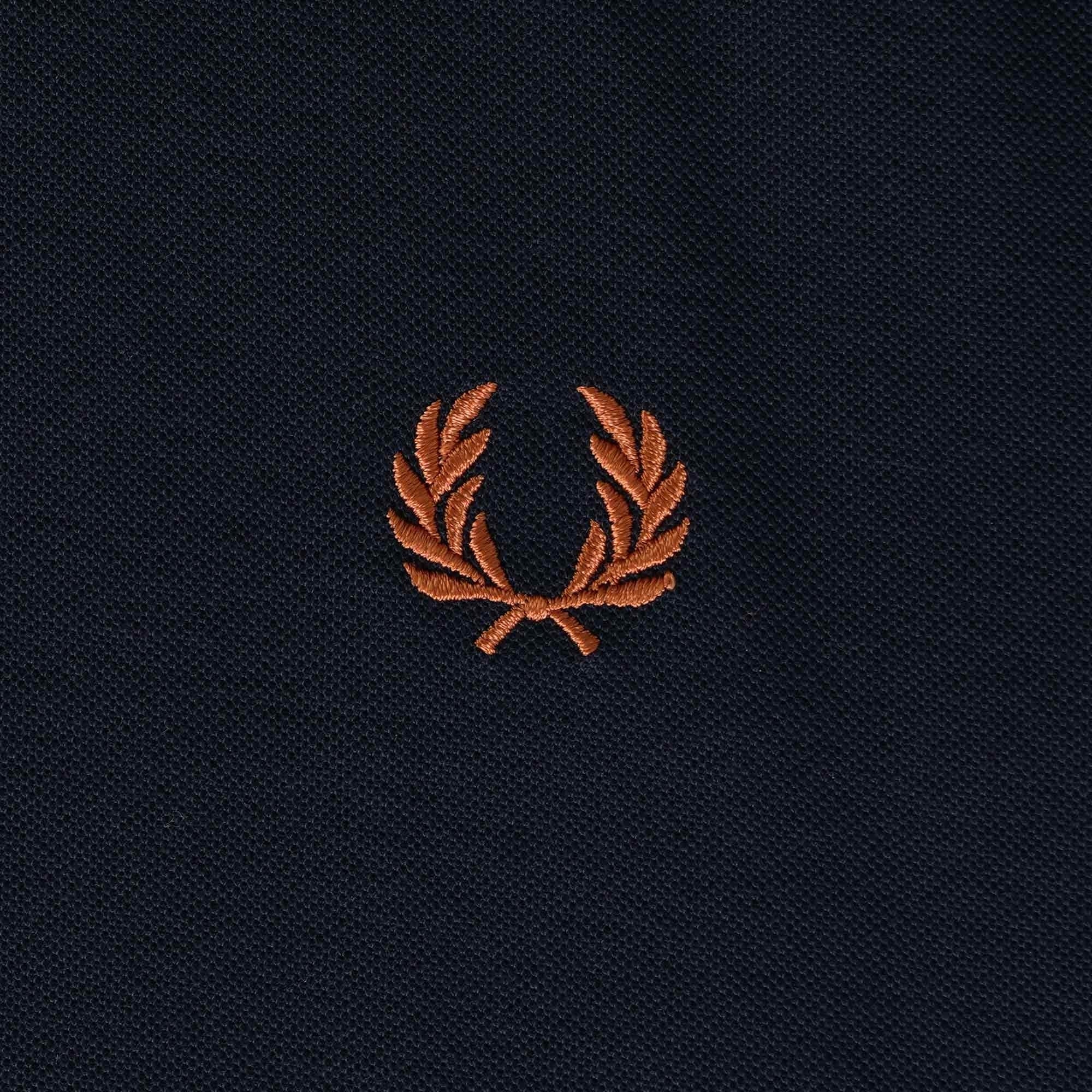 Fred Perry M4 Striped Cuff Henley Polo Shirt - Navy