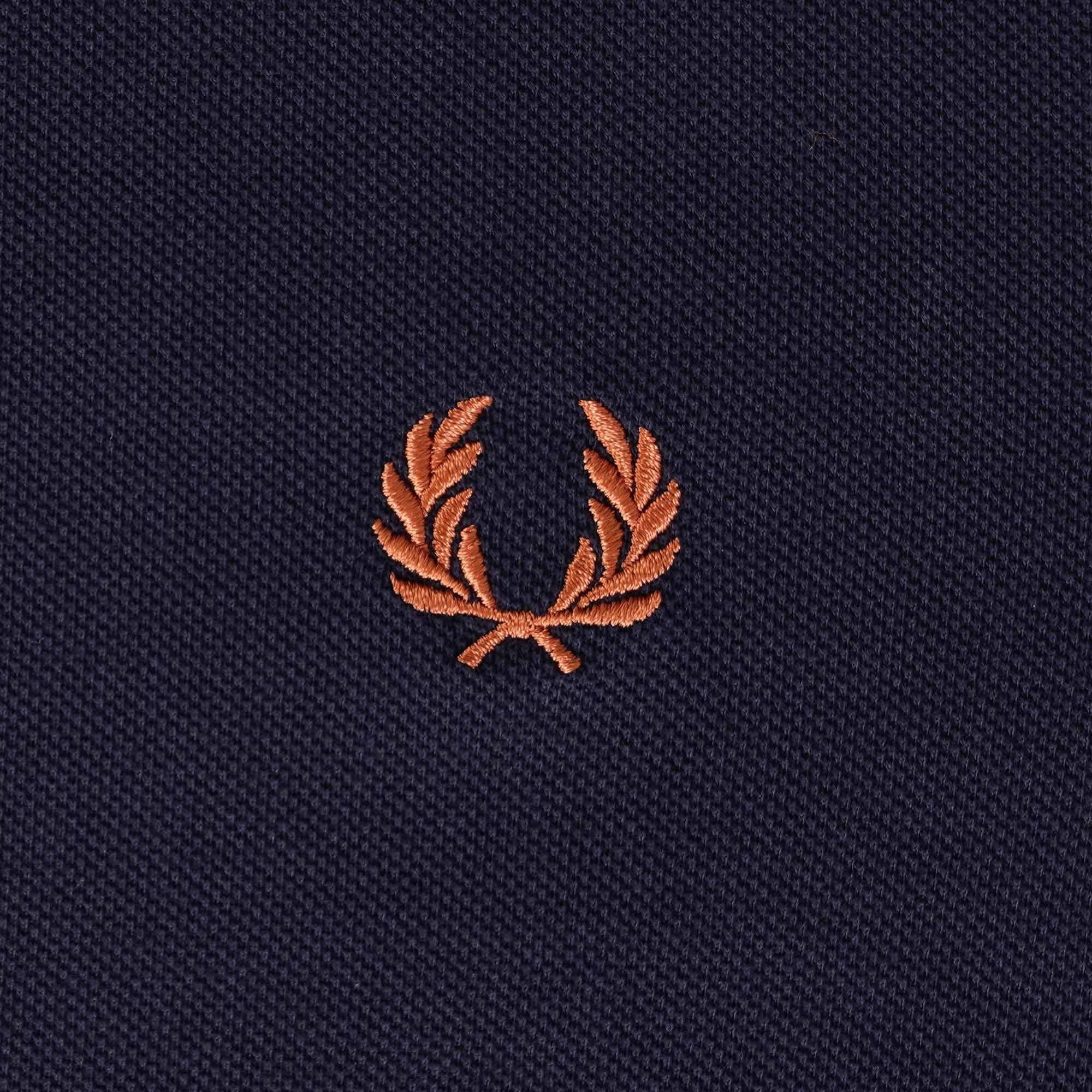 Fred Perry M4 Striped Collar Long Sleeve Polo Shirt - Navy