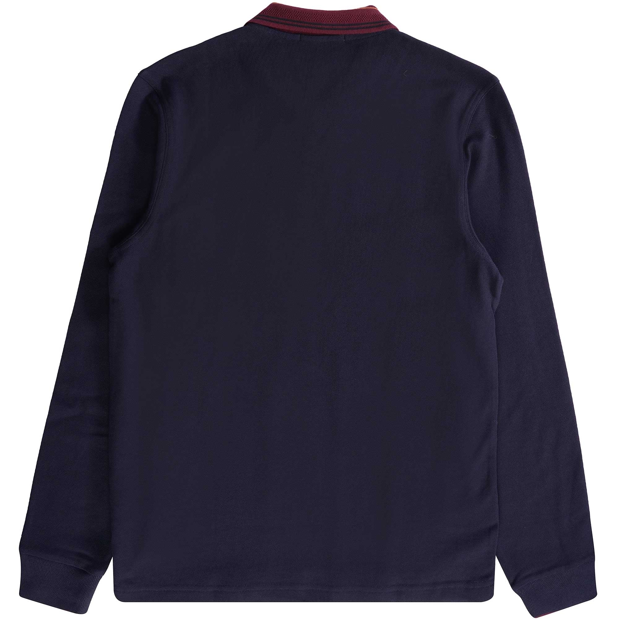 Fred Perry M4 Striped Collar Long Sleeve Polo Shirt - Navy