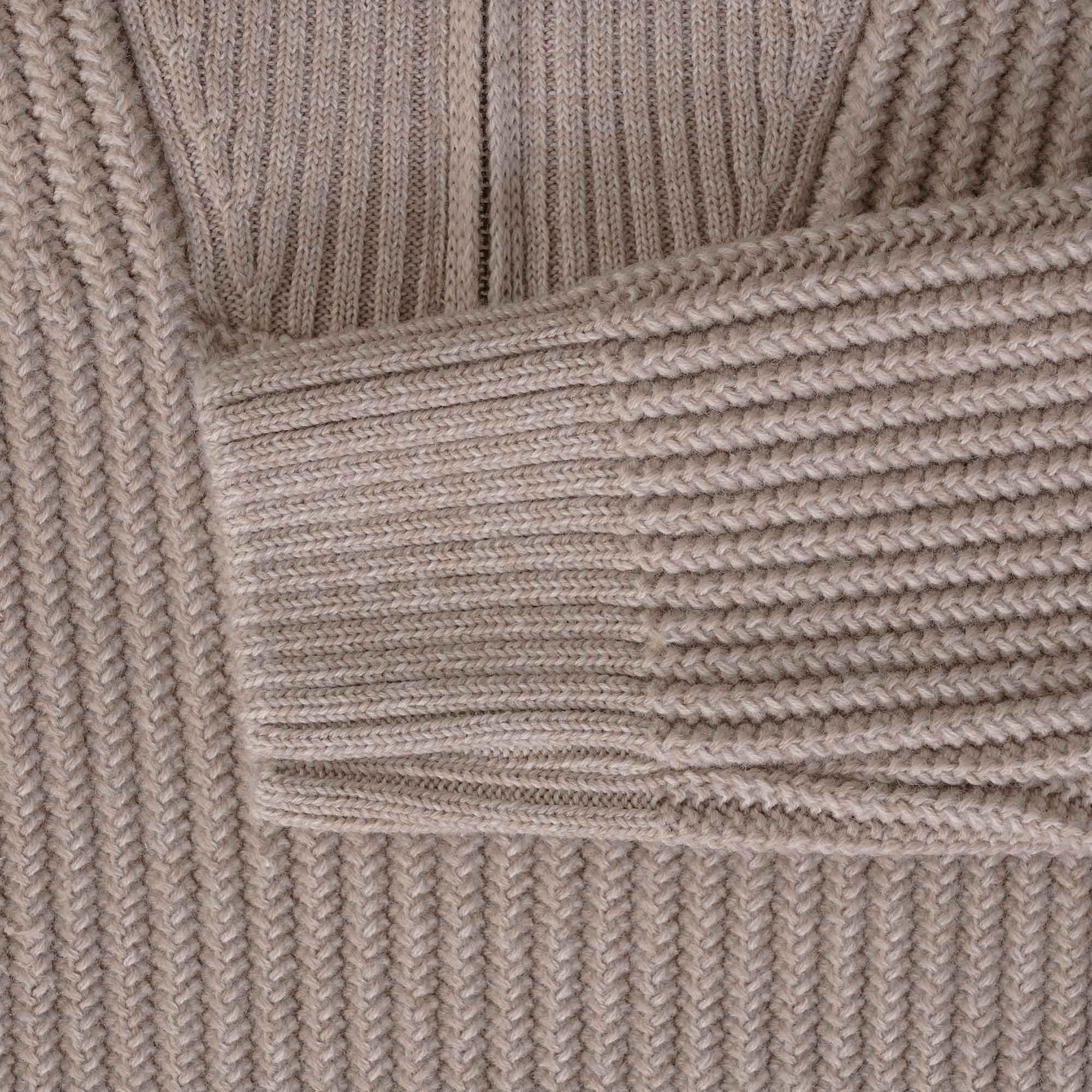 AMI Zipped Collar Ribbed Jumper - Beige