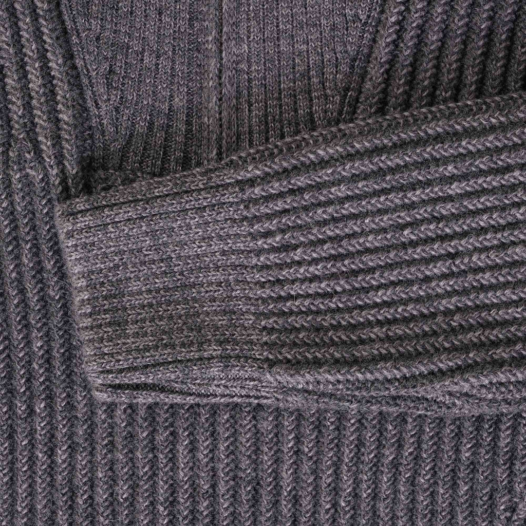 AMI Zipped Collar Ribbed Jumper - Heather Grey