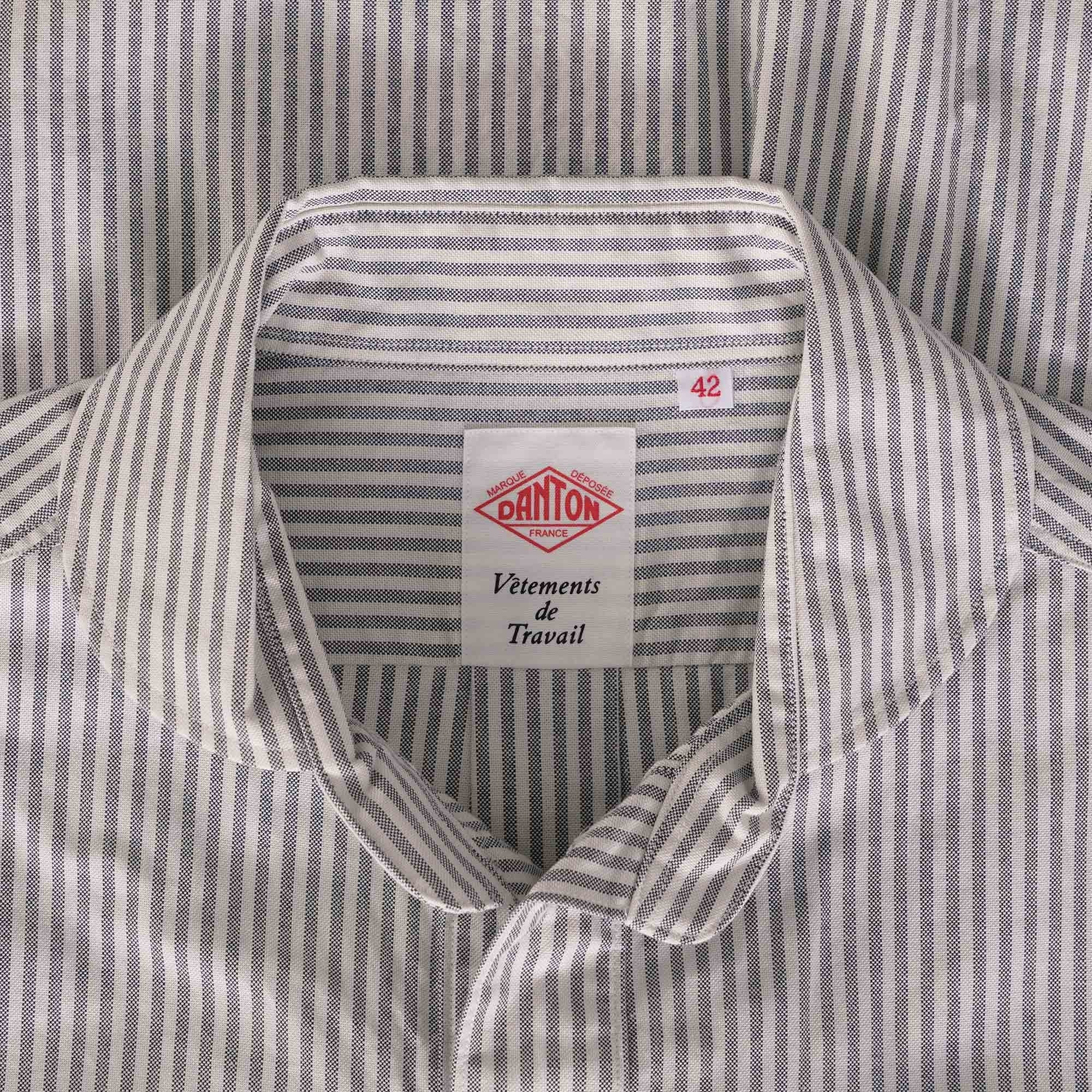 Danton Oxford Round Collar Pullover Shirt - Navy Stripe – Stuarts