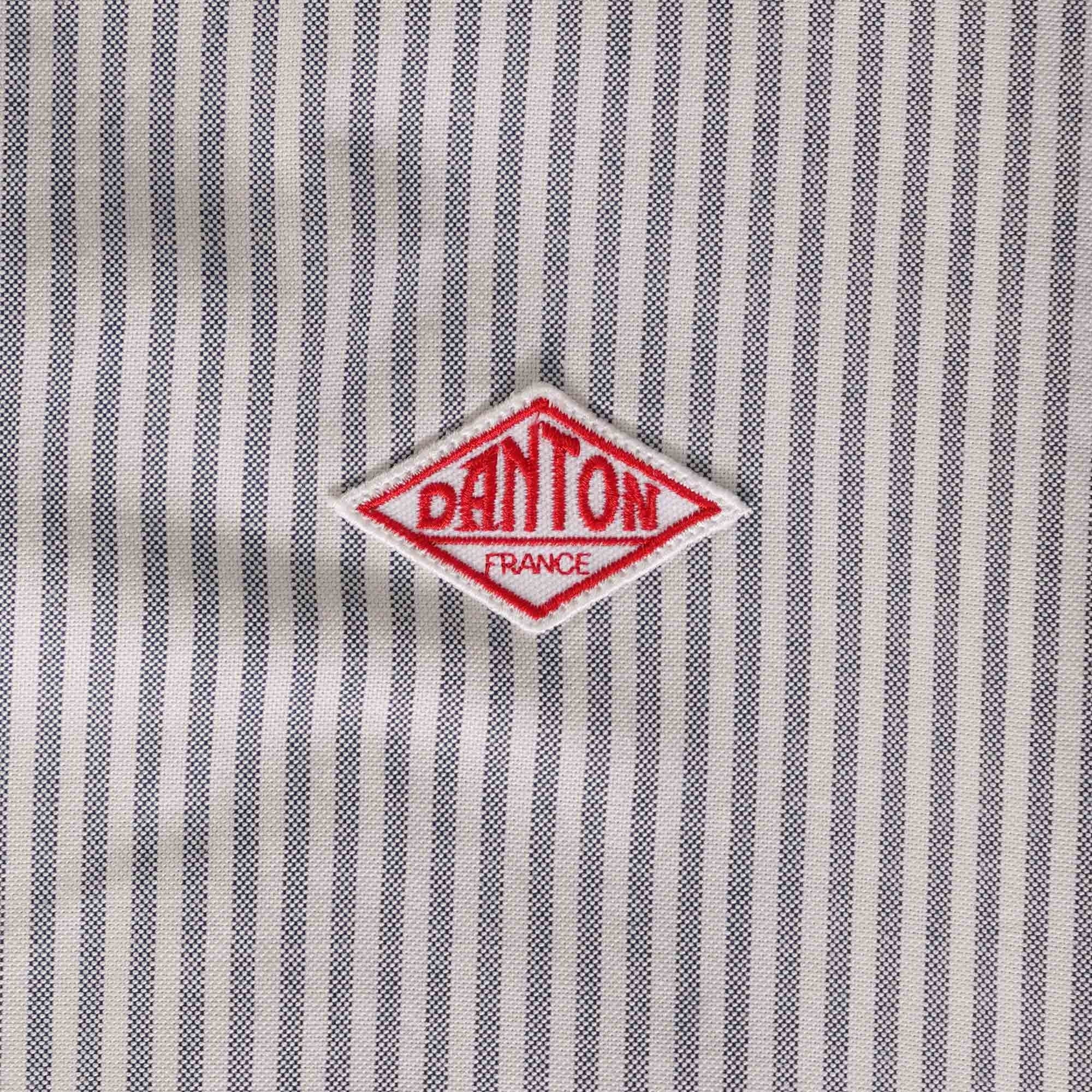 Danton Oxford Round Collar Pullover Shirt - Navy Stripe