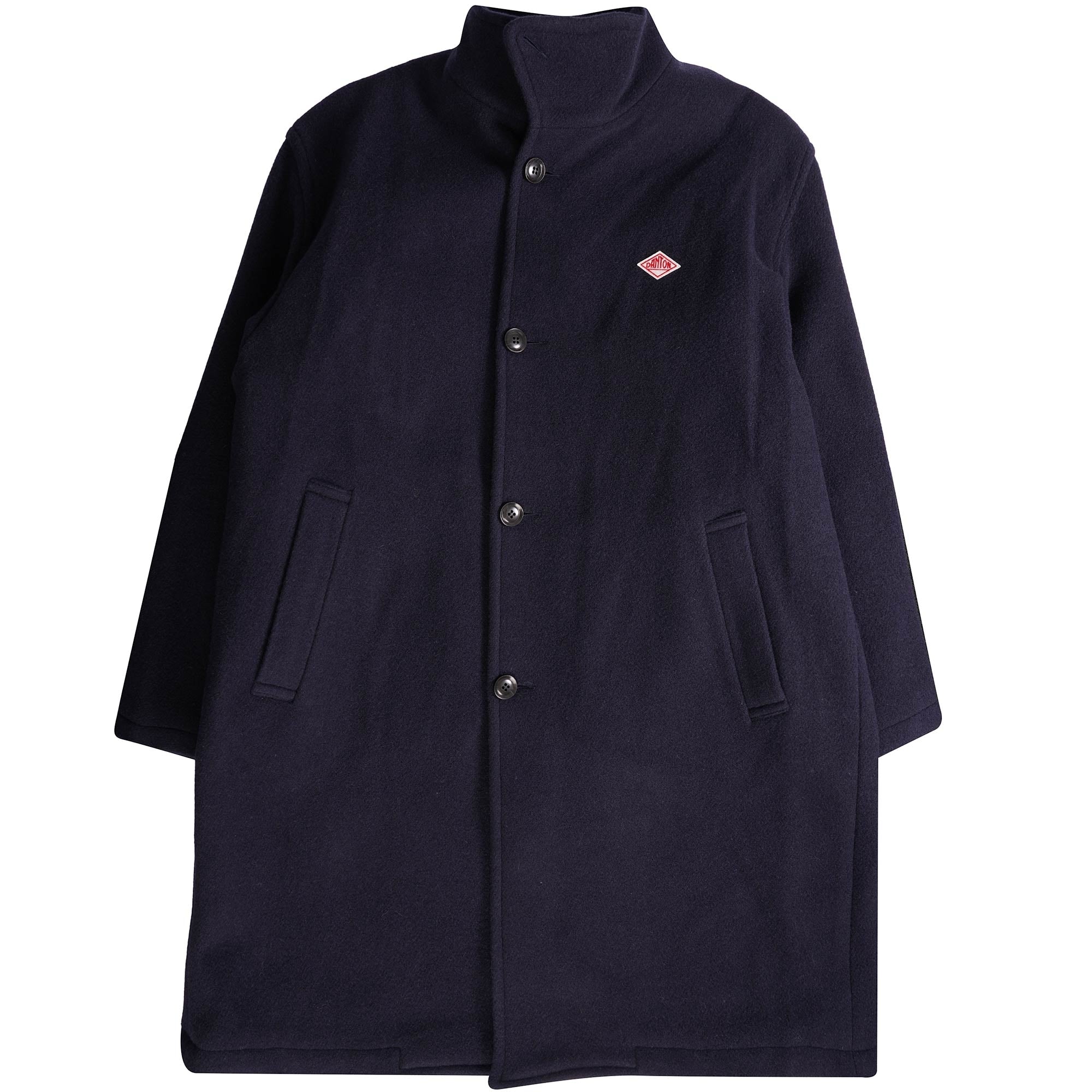 Danton Wool Light Pile Stand Collar Coat - Navy – Stuarts London
